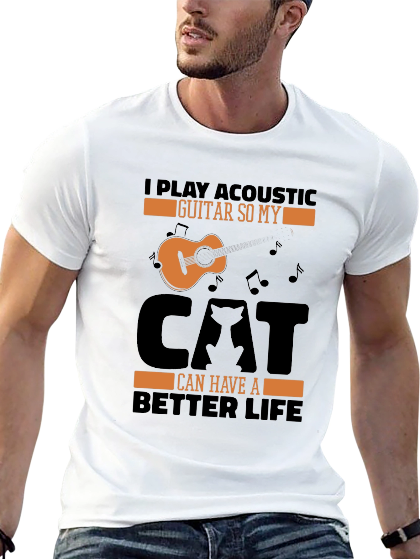 Acoustic Guitar Cat Lover T-Shirt