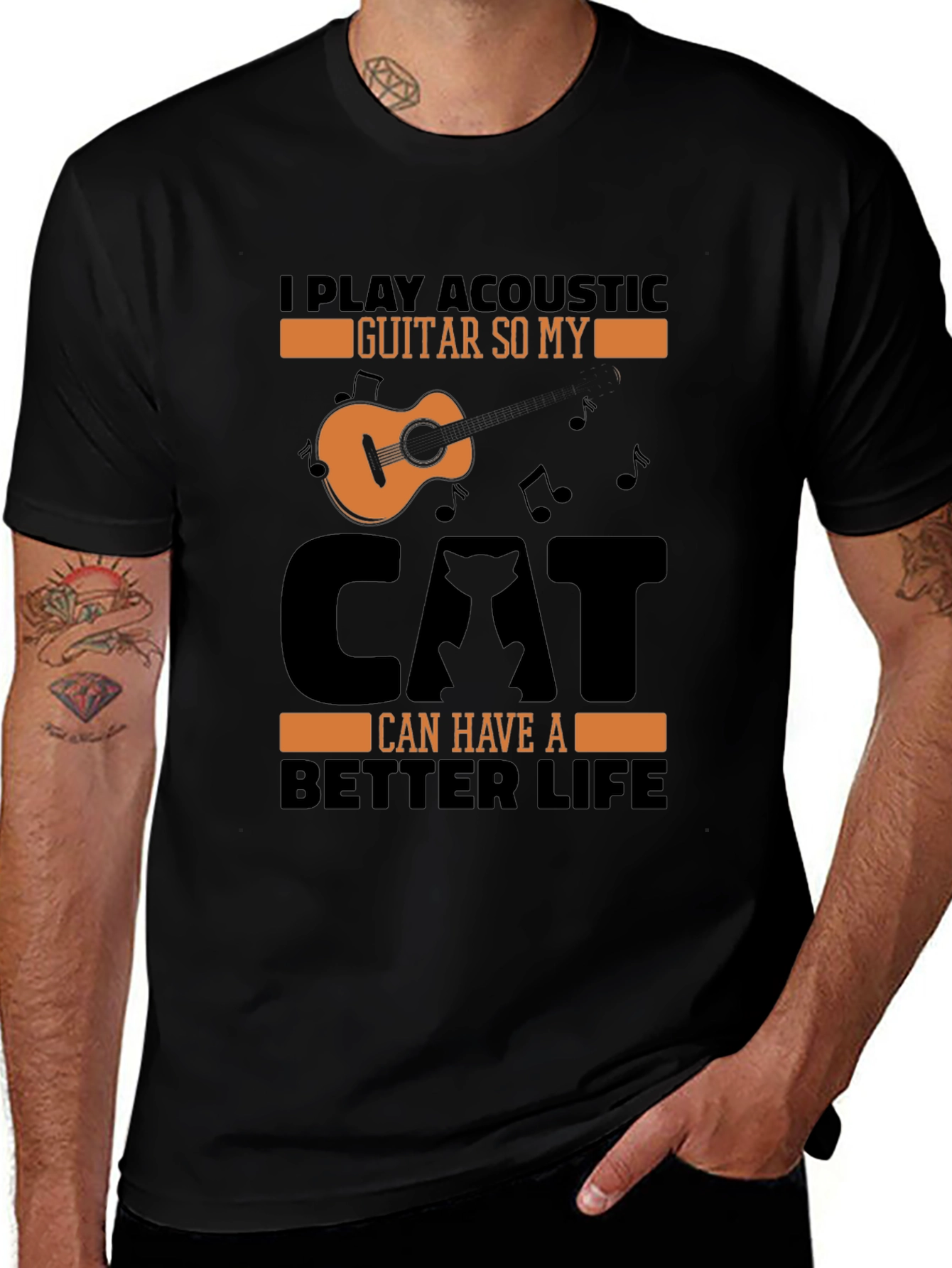 Acoustic Guitar Cat Lover T-Shirt