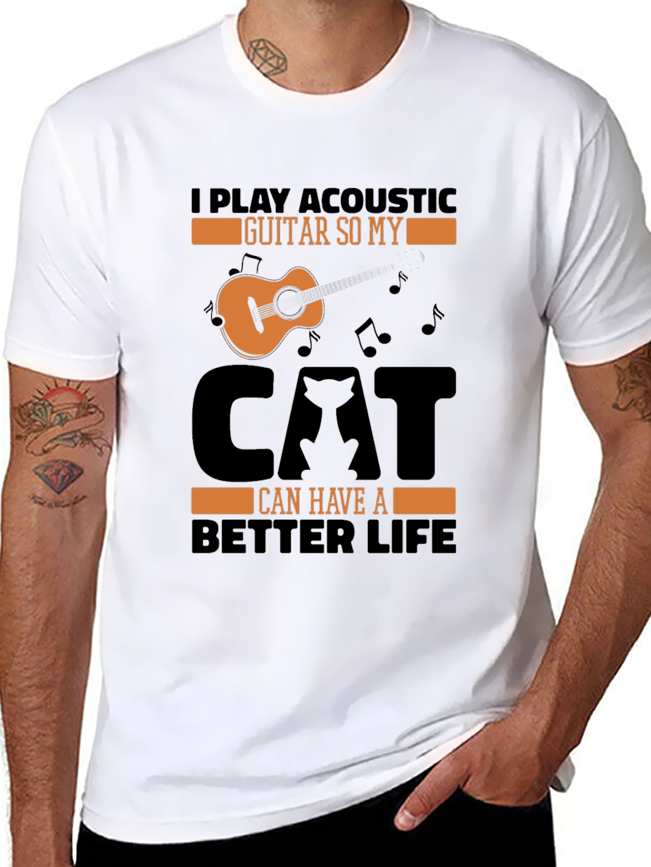 Acoustic Guitar Cat Lover T-Shirt