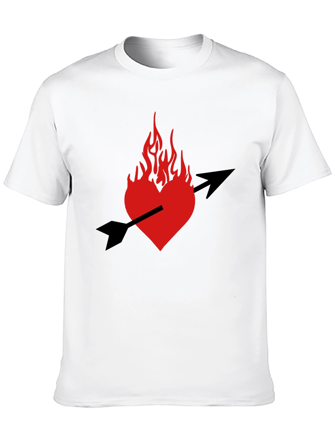 Burning Heart Arrow Graphic Black T-Shirt