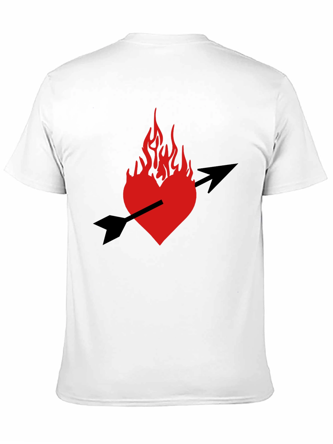 Burning Heart Arrow Graphic Black T-Shirt