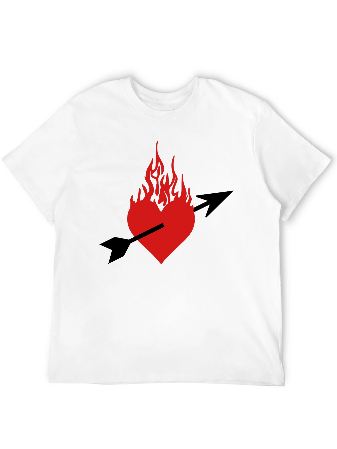 Burning Heart Arrow Graphic Black T-Shirt