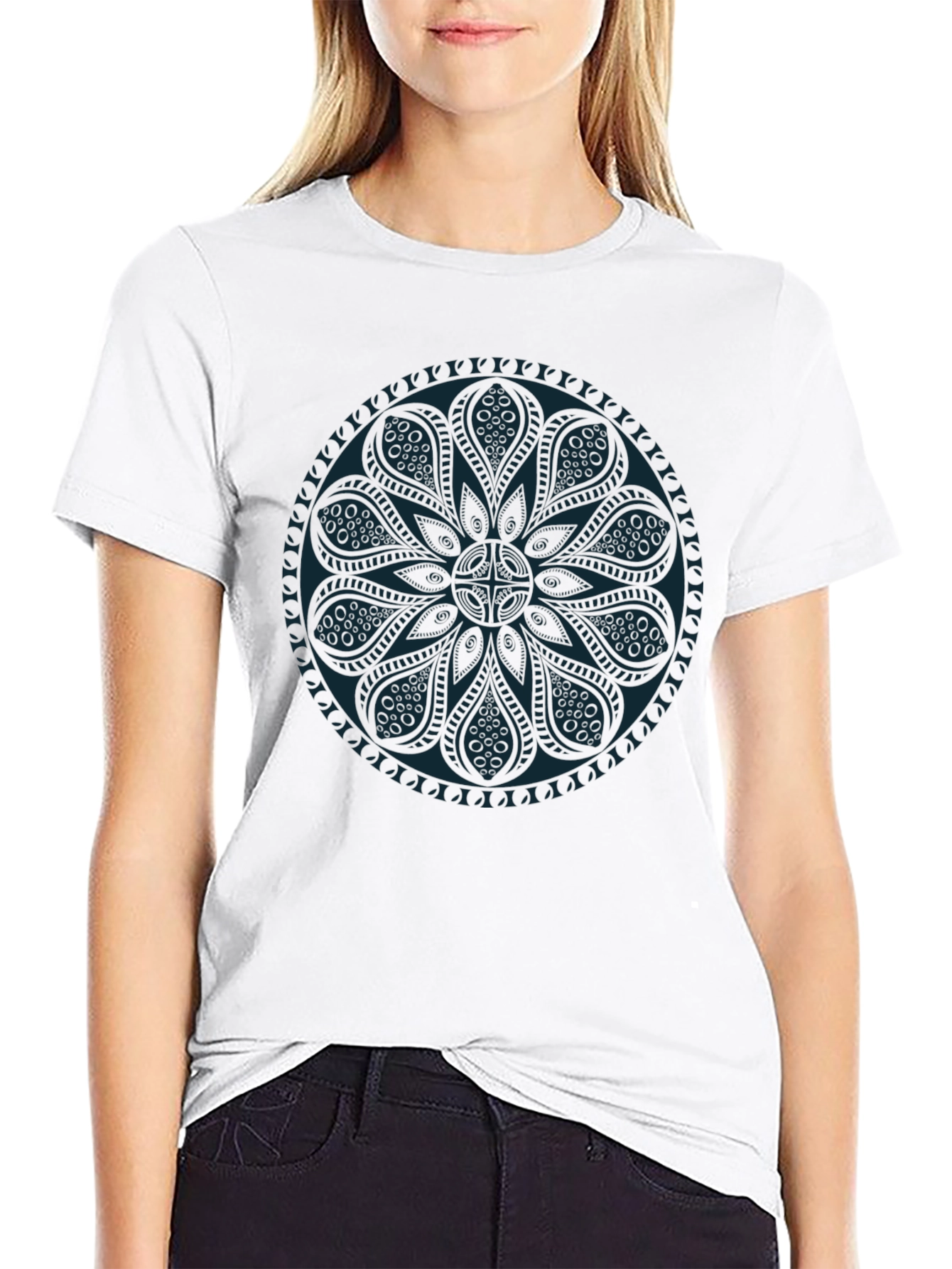 Mens Black Mandala Graphic Tee