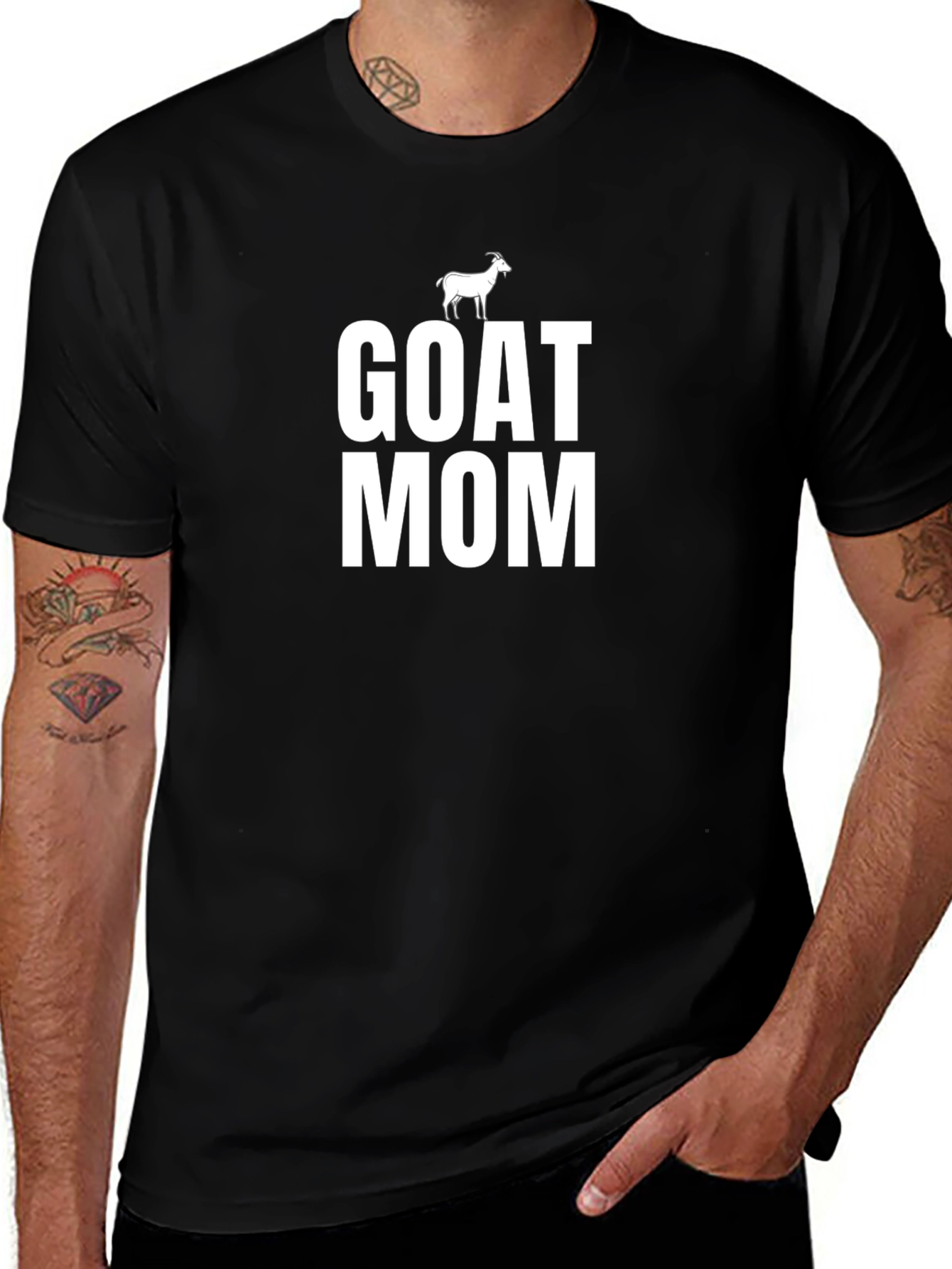 Goat Mom T-Shirt - Black Crew Neck