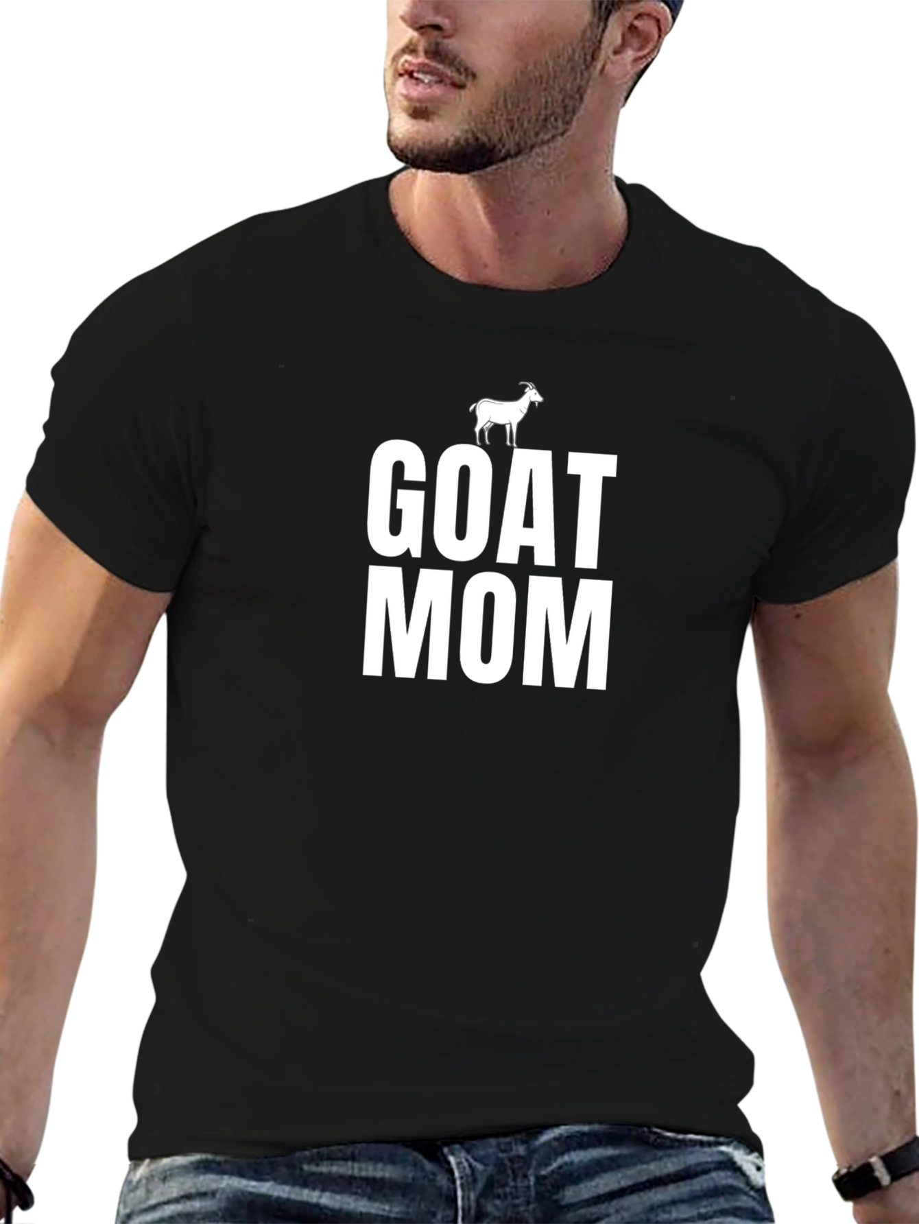 Goat Mom T-Shirt - Black Crew Neck