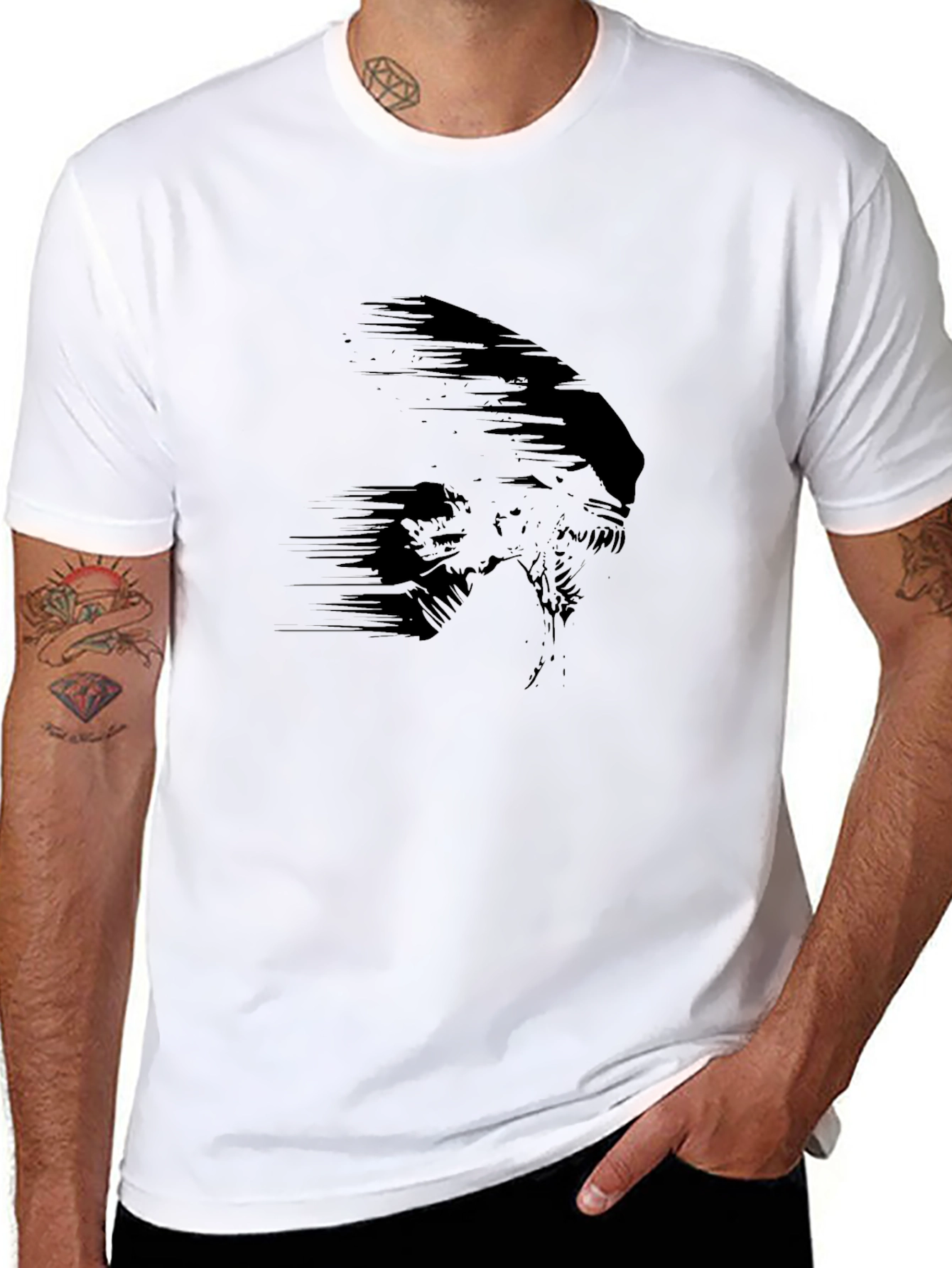 Mens Black Alien Graphic Print Tee