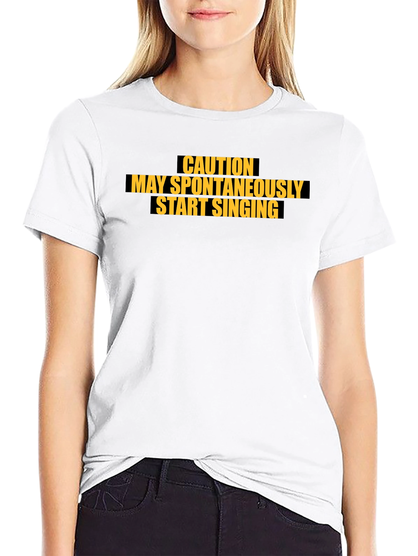 Caution May Spontaneously Start Singing Black T-Shirt