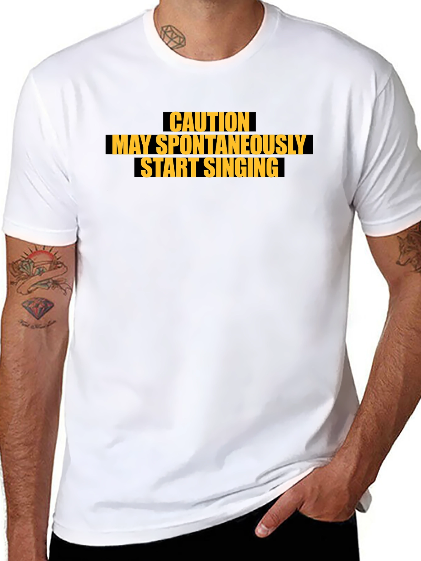 Caution May Spontaneously Start Singing Black T-Shirt