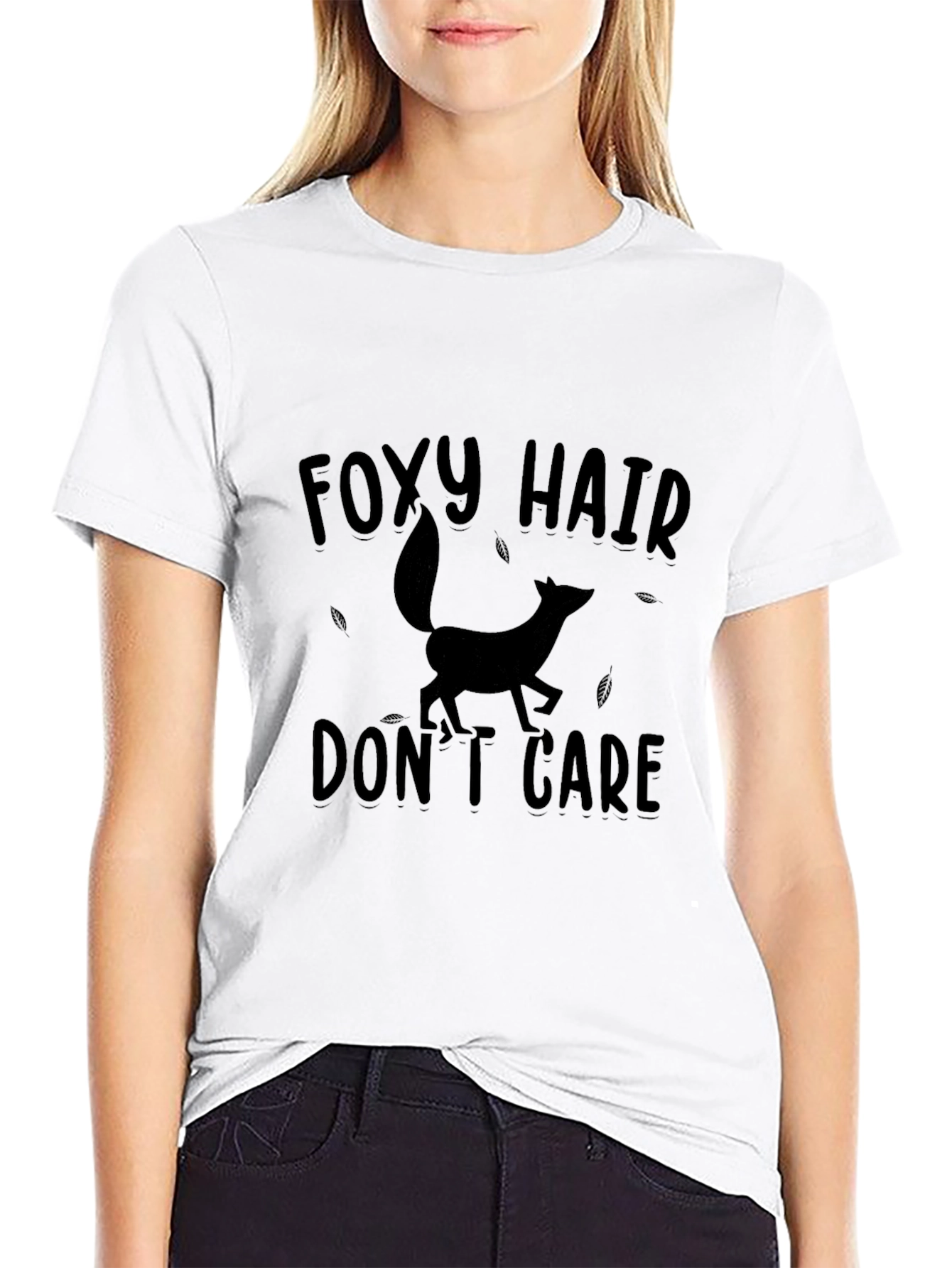 Foxy Hair Dont Care Black Graphic Tee