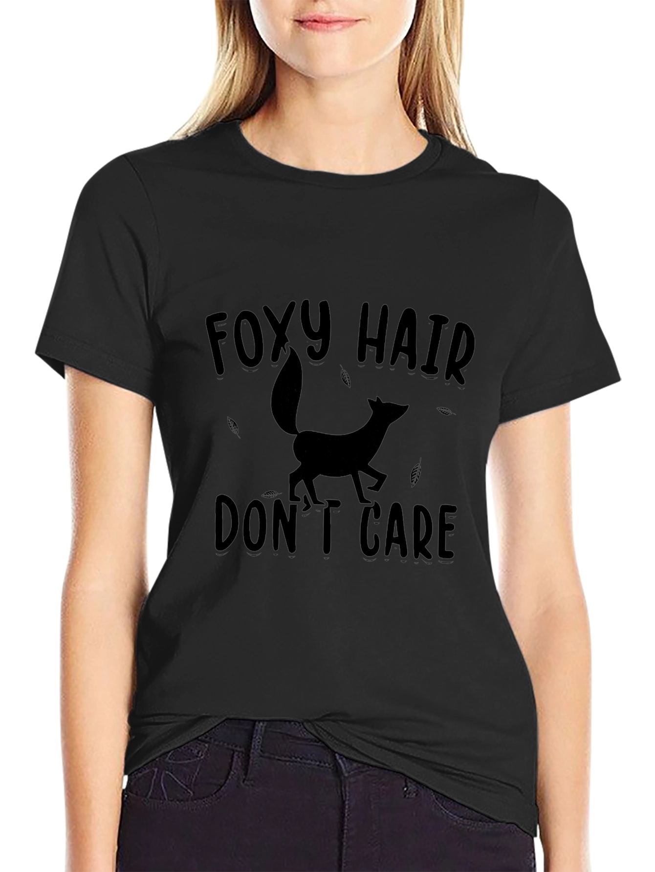 Foxy Hair Dont Care Black Graphic Tee