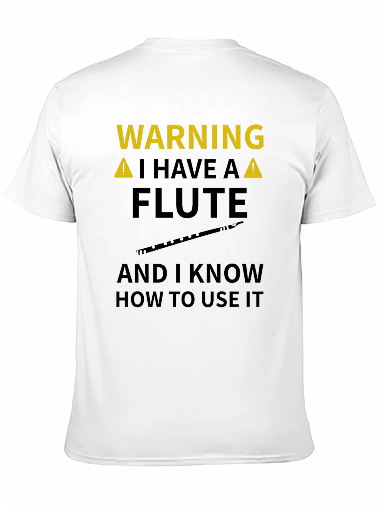 Warning Flute Player Black Graphic Tee