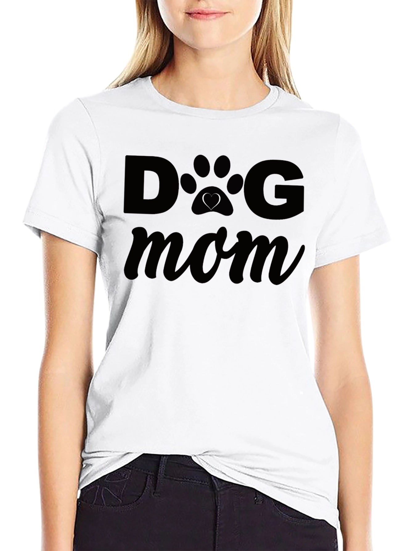 Dog Mom T-Shirt - Cute Paw Print Heart Design