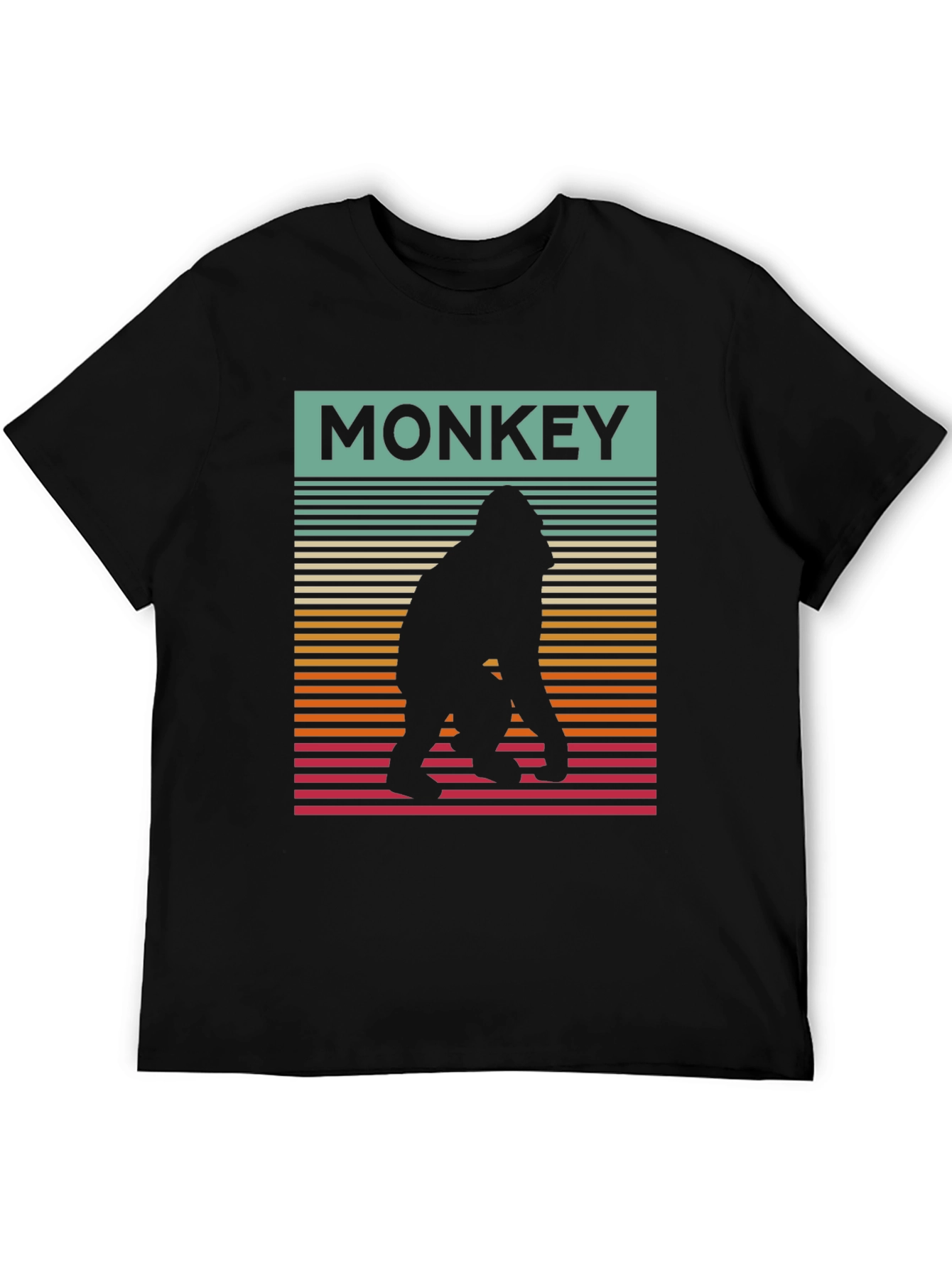 Retro Monkey Silhouette Graphic Tee - Cool Casual Wear