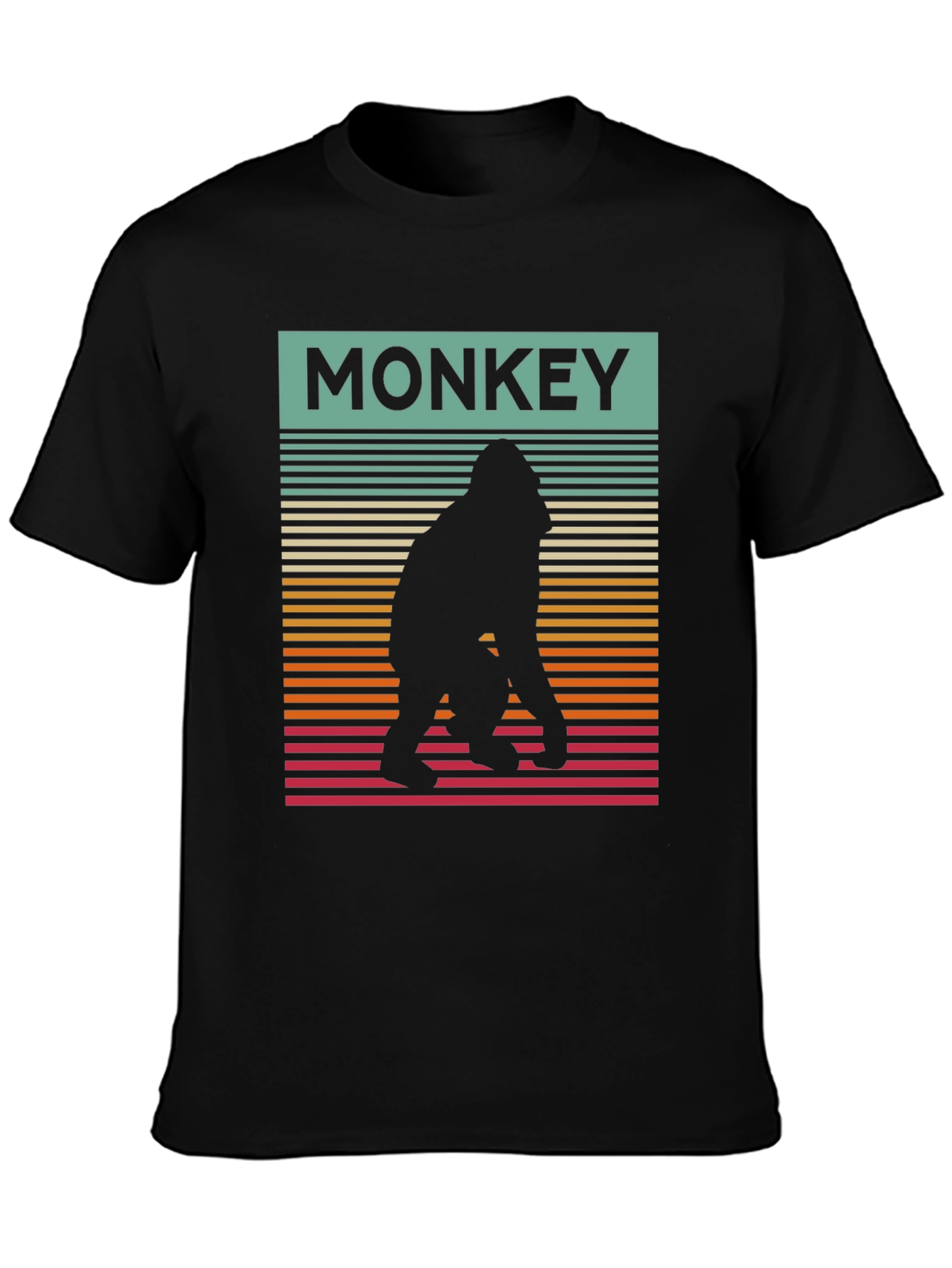 Retro Monkey Silhouette Graphic Tee - Cool Casual Wear