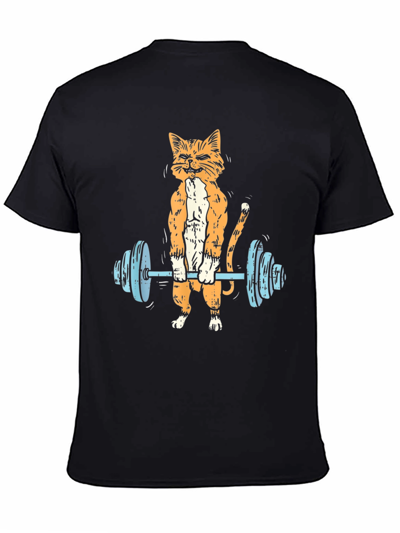 Weightlifting Cat Graphic Tee - Black