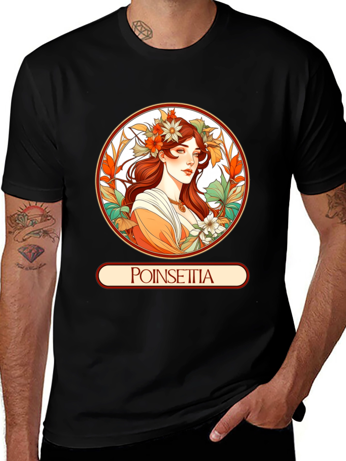 Poinsettia Art Nouveau T-Shirt