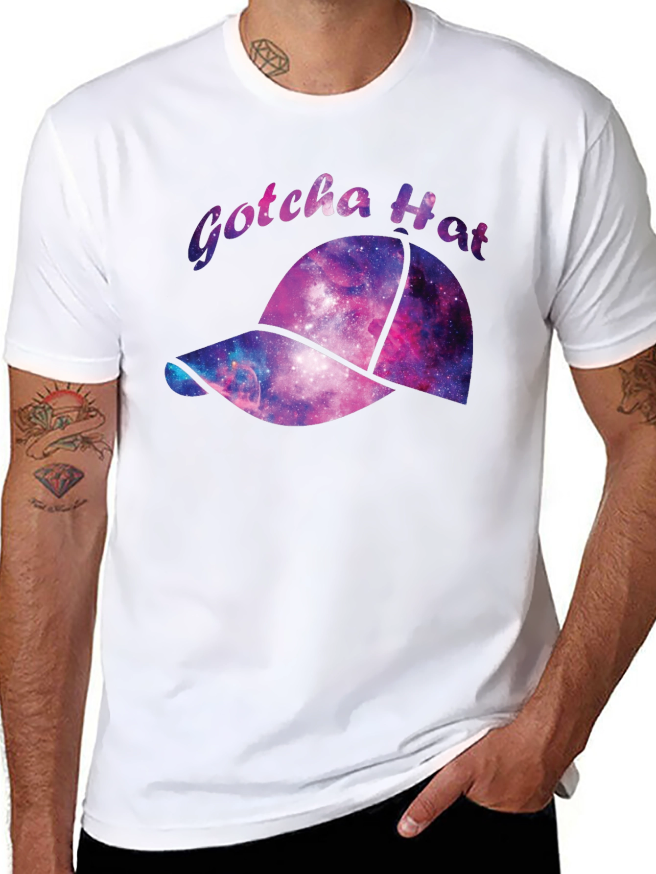 Gotcha Hat Galaxy Graphic T-Shirt