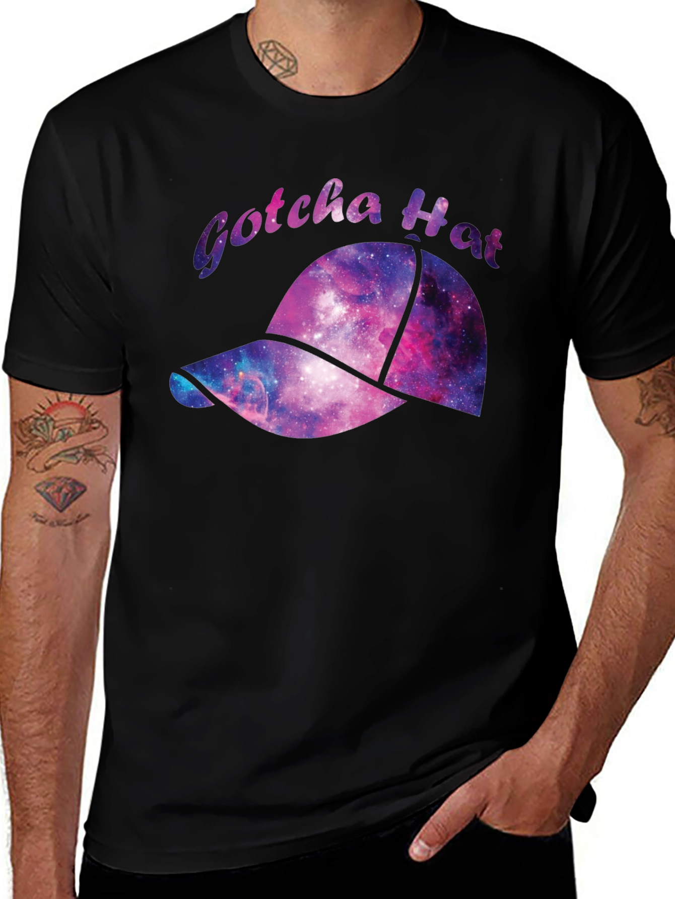 Gotcha Hat Galaxy Graphic T-Shirt