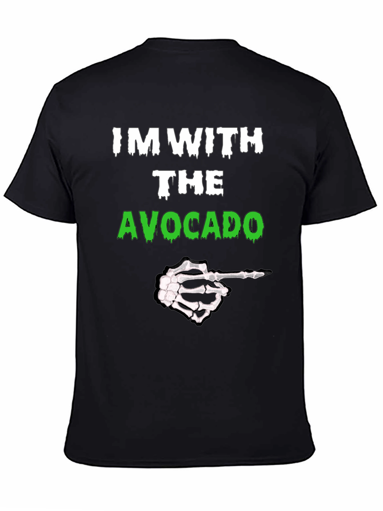 Im With The Avocado Funny Halloween Skeleton Hand T-Shirt