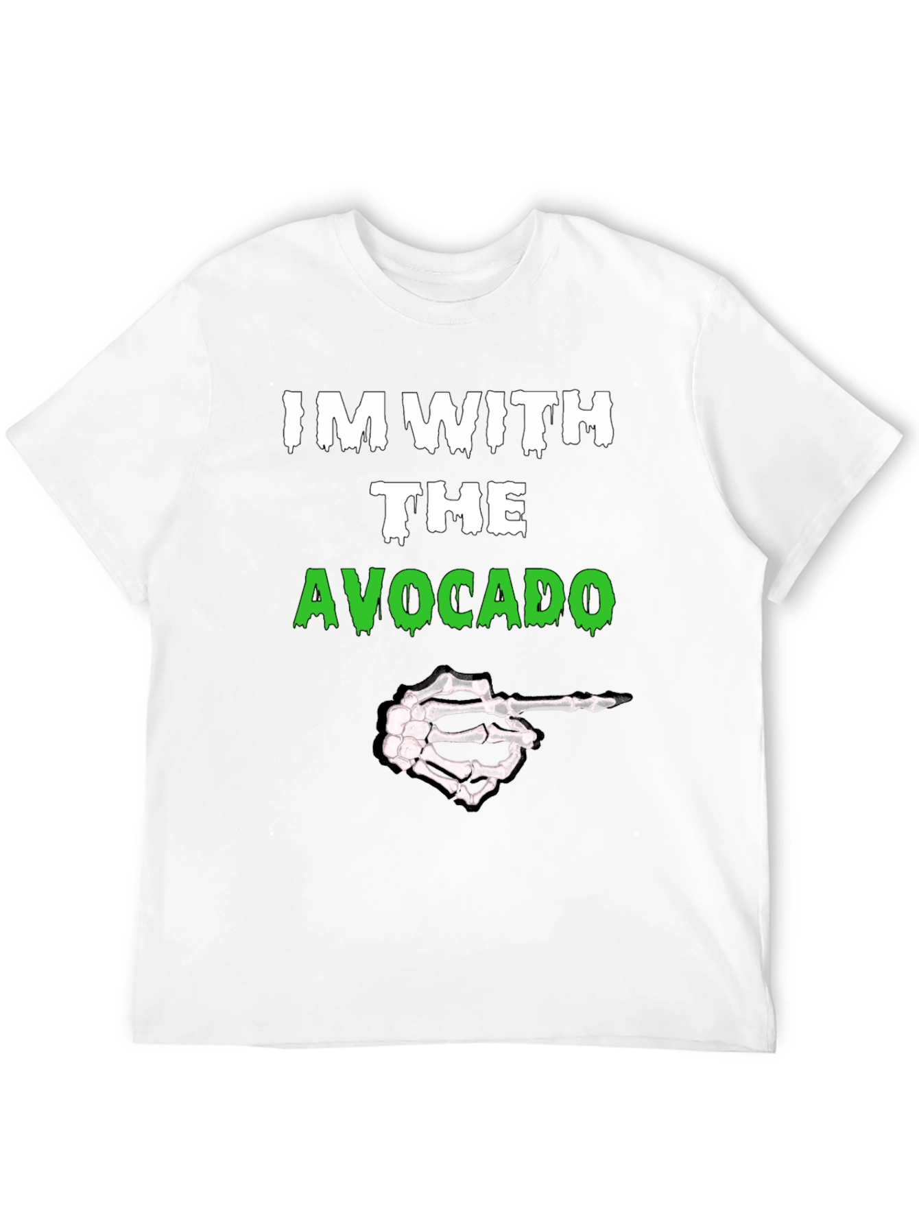 Im With The Avocado Funny Halloween Skeleton Hand T-Shirt