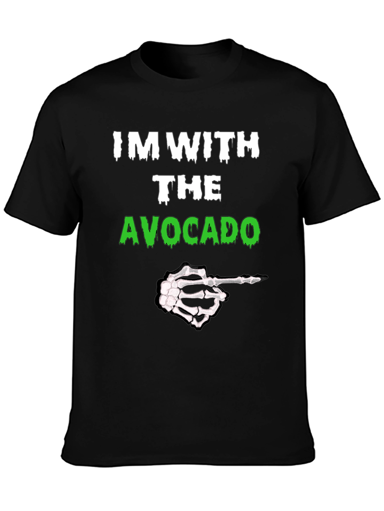 Im With The Avocado Funny Halloween Skeleton Hand T-Shirt