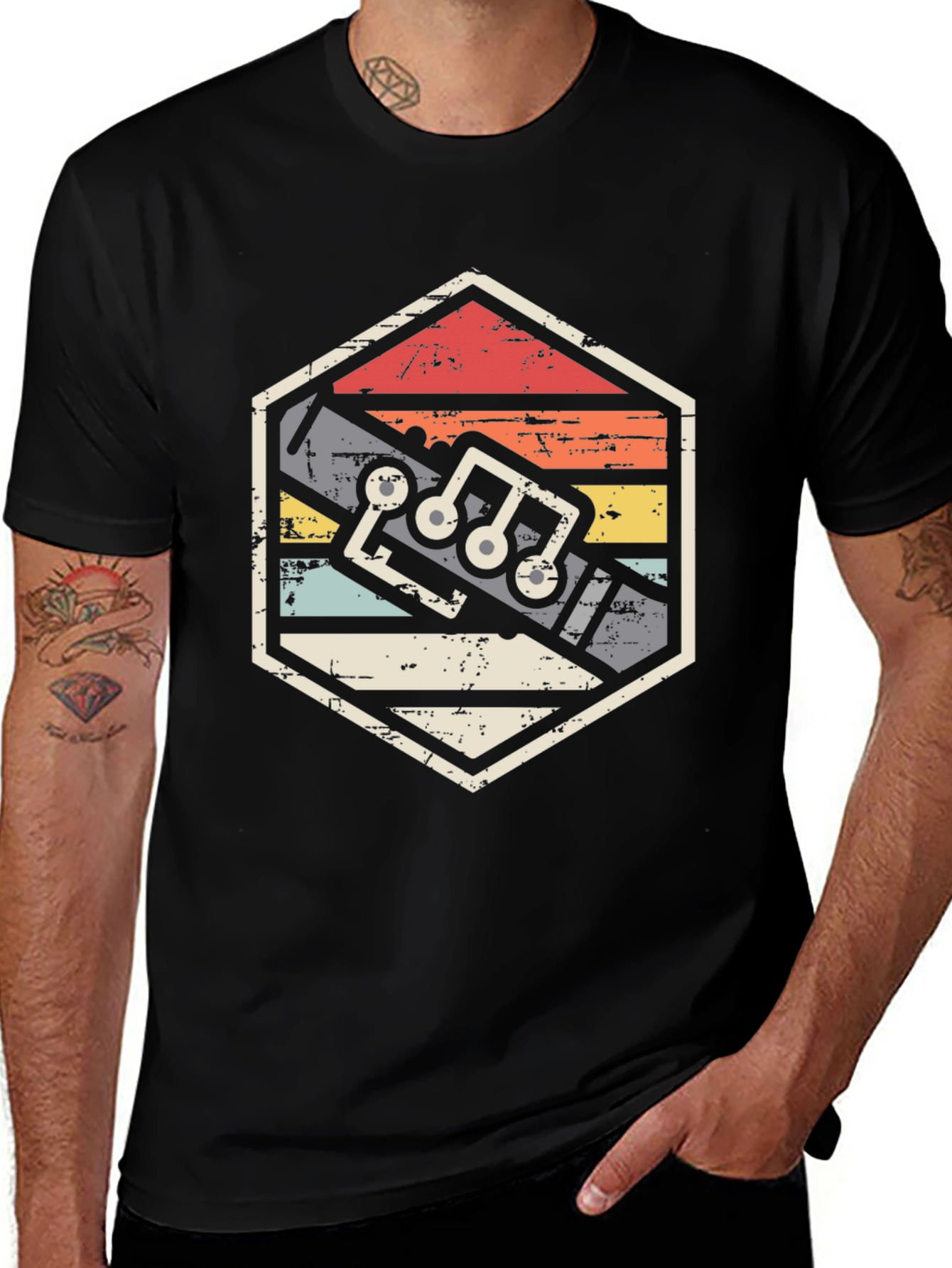 Retro Flute Music Notes T-Shirt