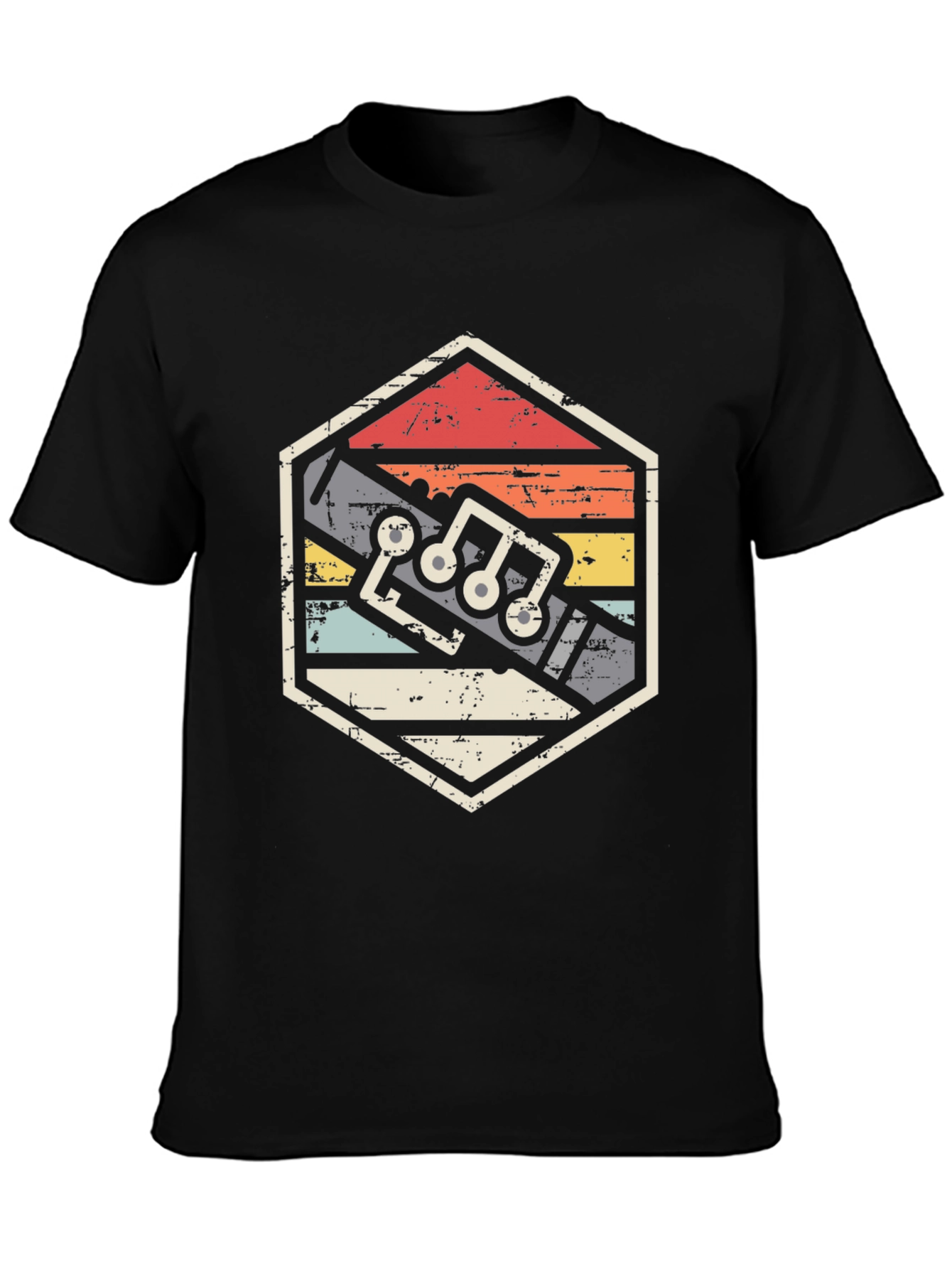 Retro Flute Music Notes T-Shirt