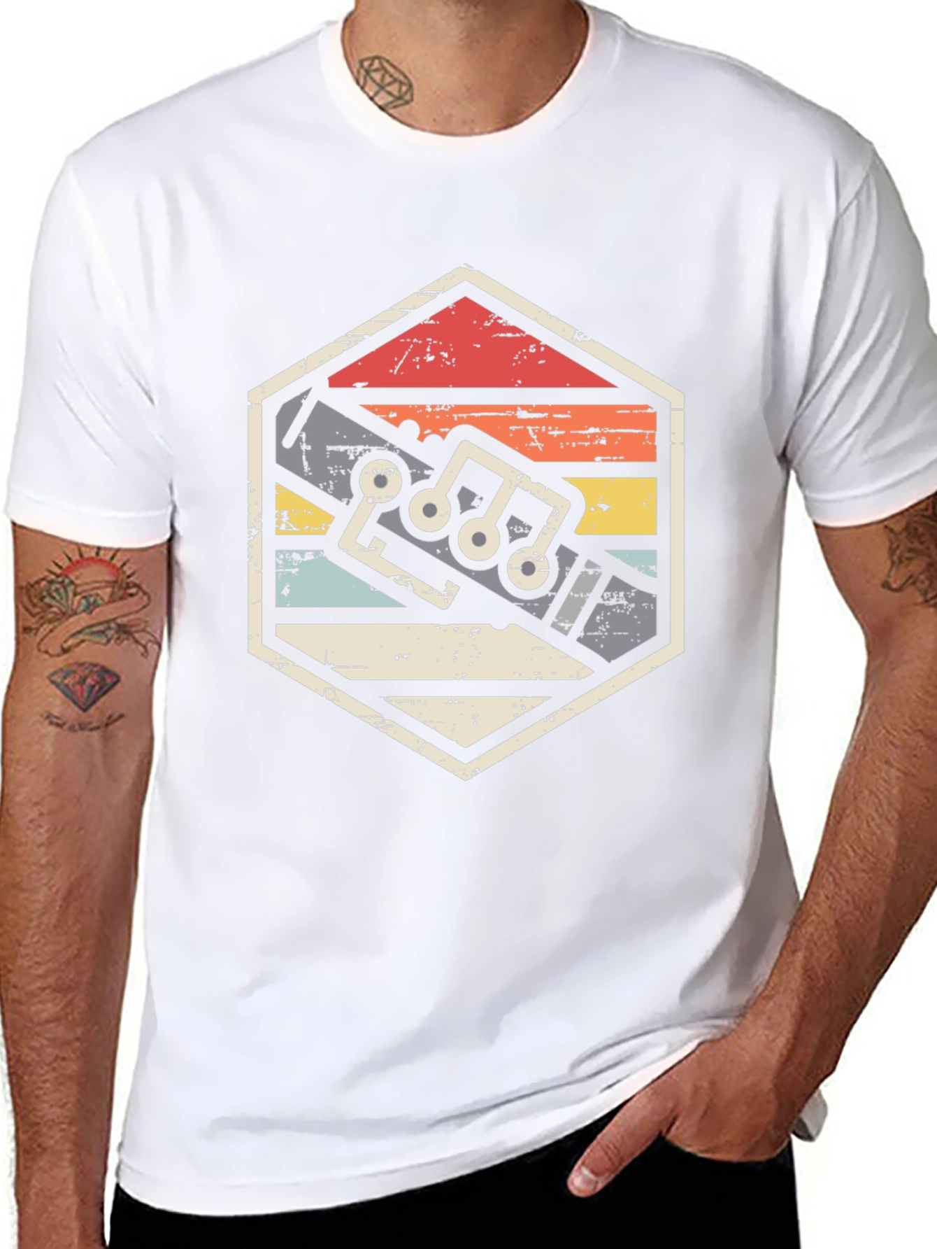 Retro Flute Music Notes T-Shirt