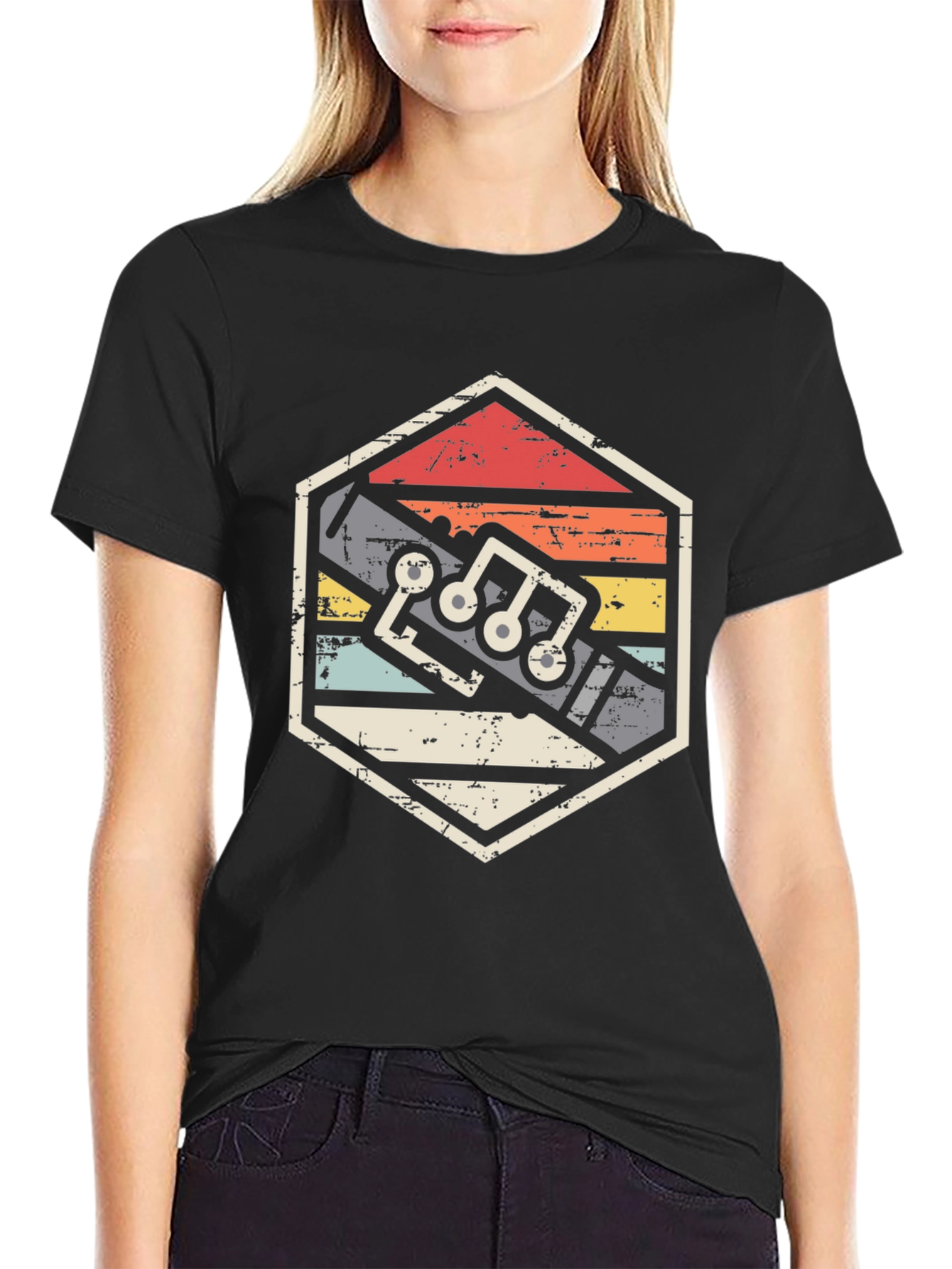 Retro Flute Music Notes T-Shirt