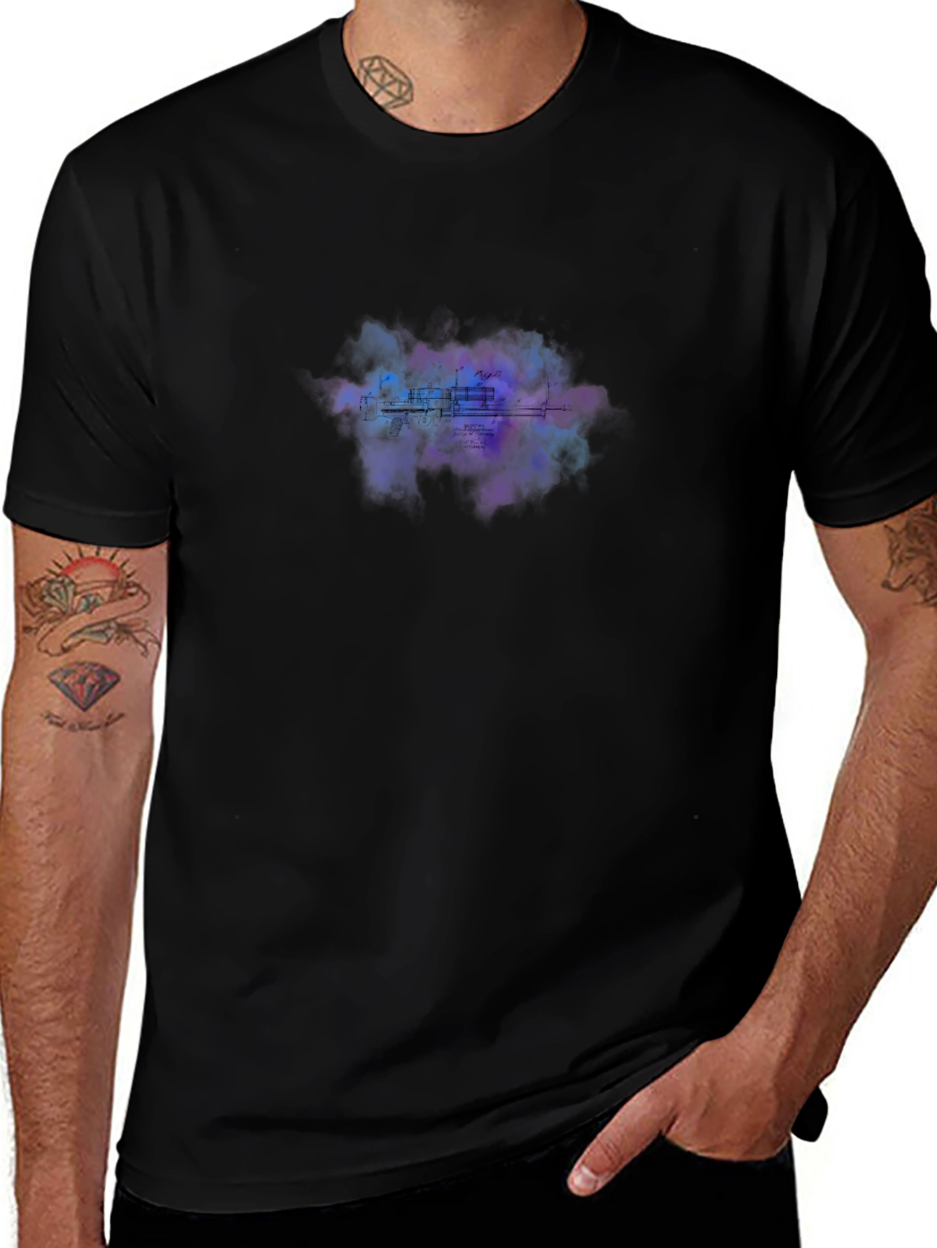 Abstract Urban T-Shirt - Mens Black Crew Neck