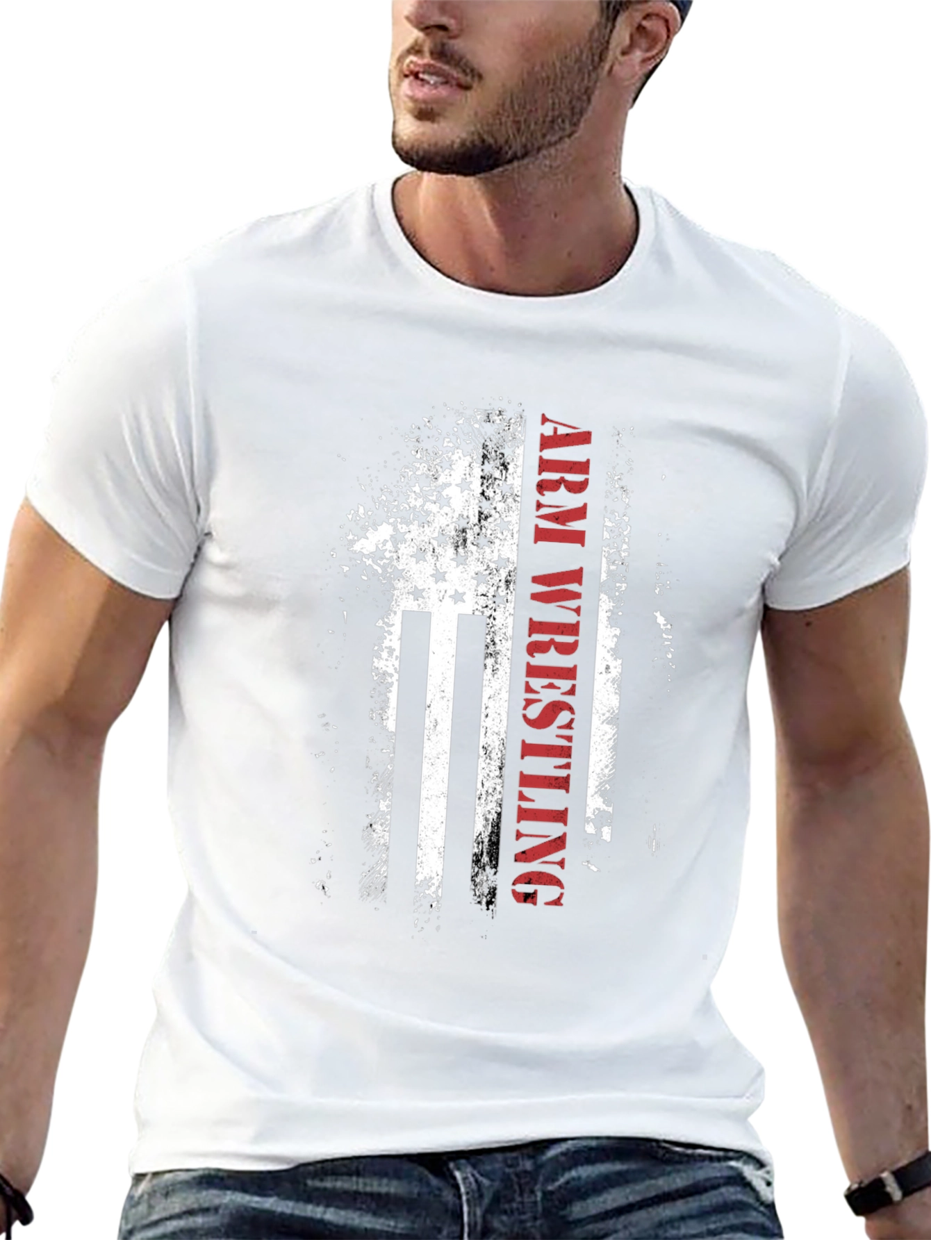 Arm Wrestling American Flag Graphic Tee