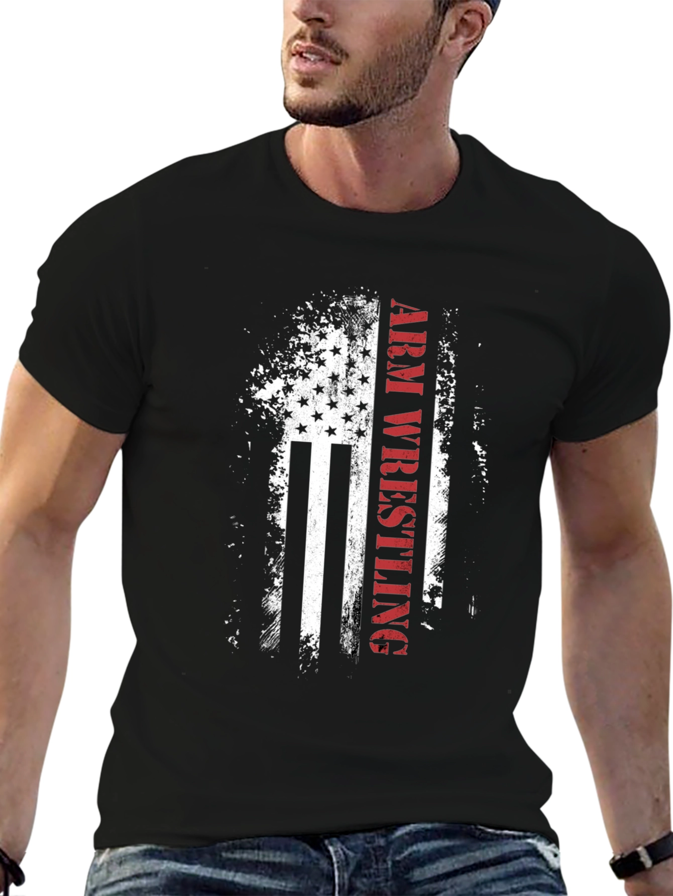 Arm Wrestling American Flag Graphic Tee