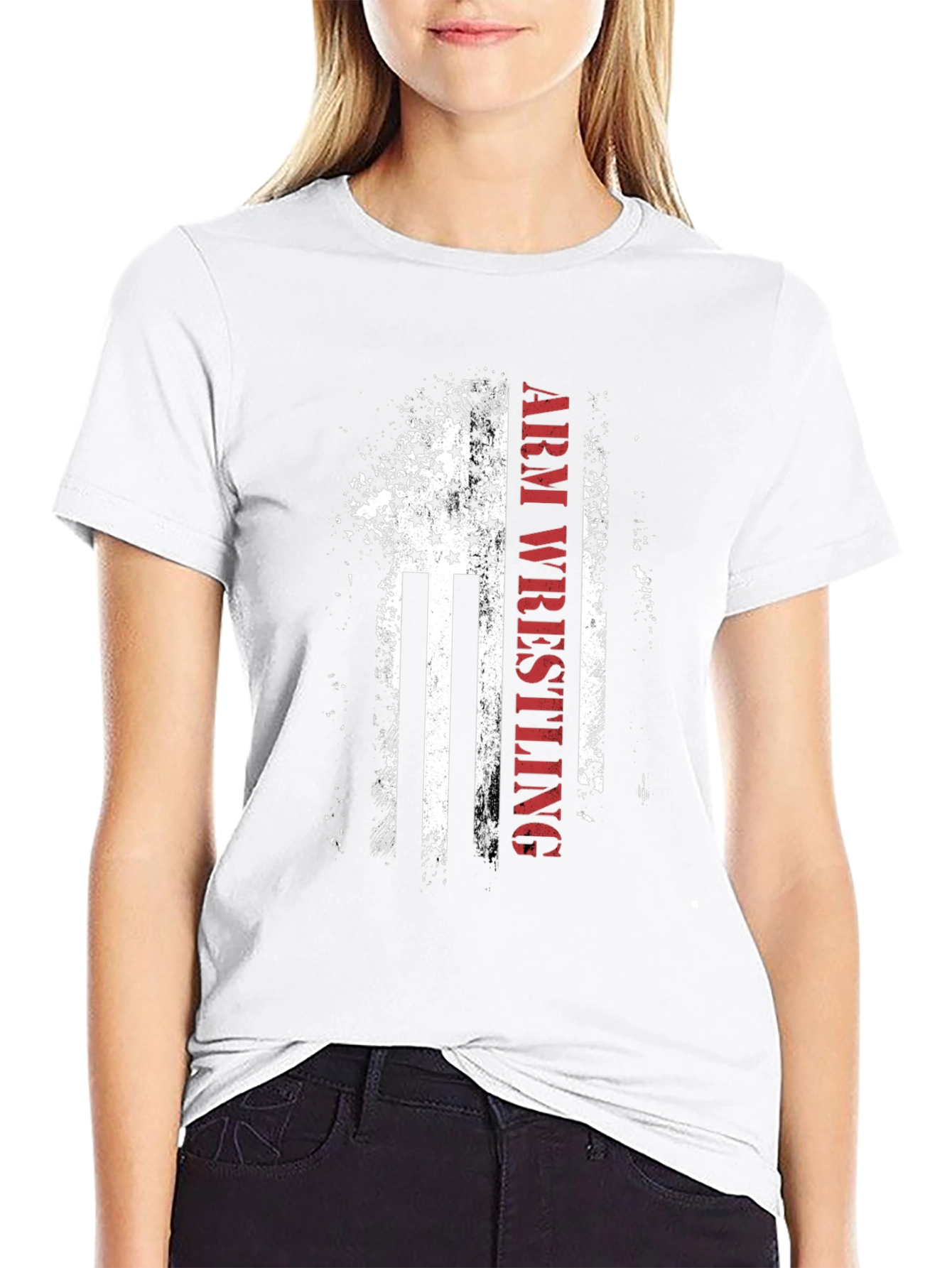 Arm Wrestling American Flag Graphic Tee