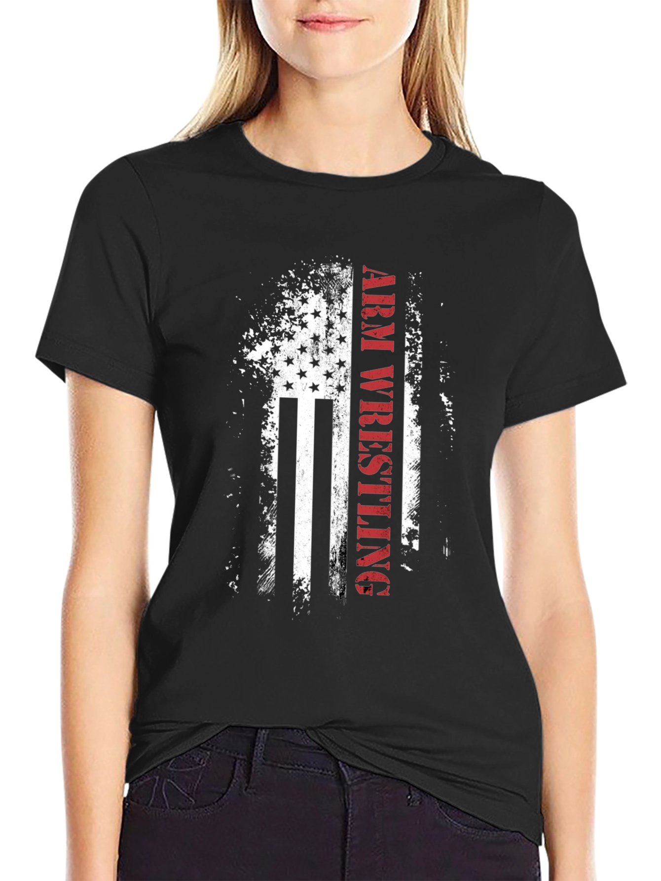 Arm Wrestling American Flag Graphic Tee