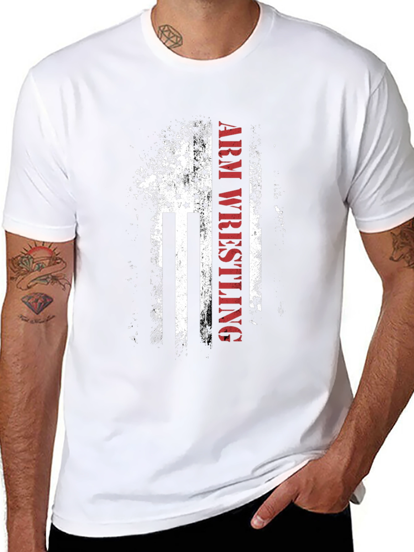 Arm Wrestling American Flag Graphic Tee
