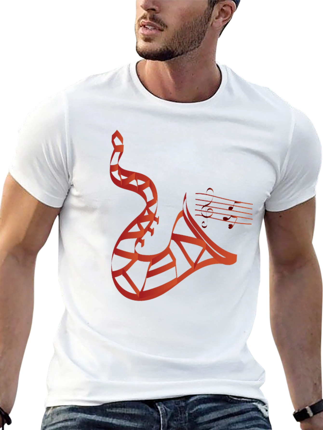 Abstract Saxophone Graphic Tee - Mens Black T-Shirt