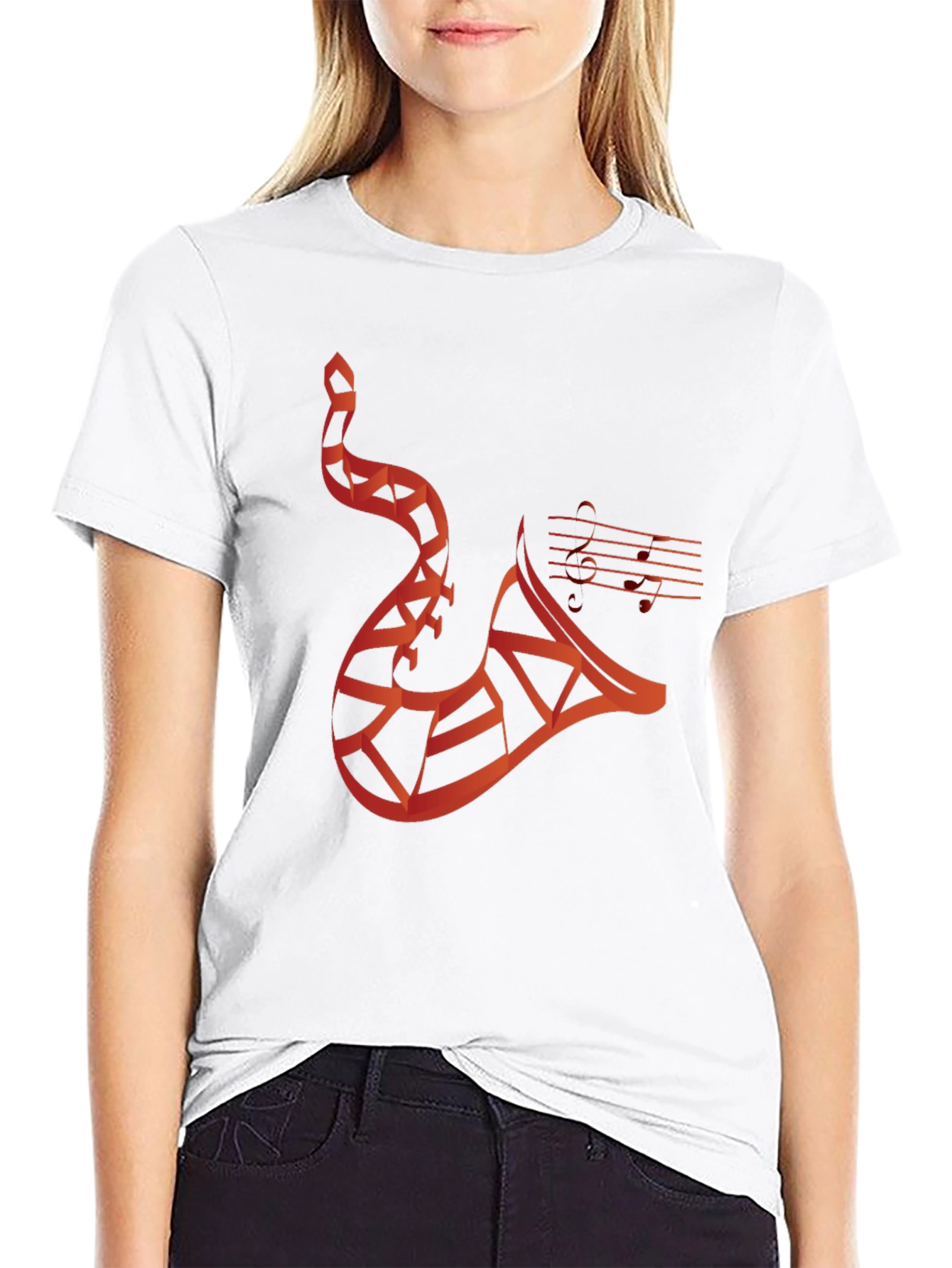 Abstract Saxophone Graphic Tee - Mens Black T-Shirt