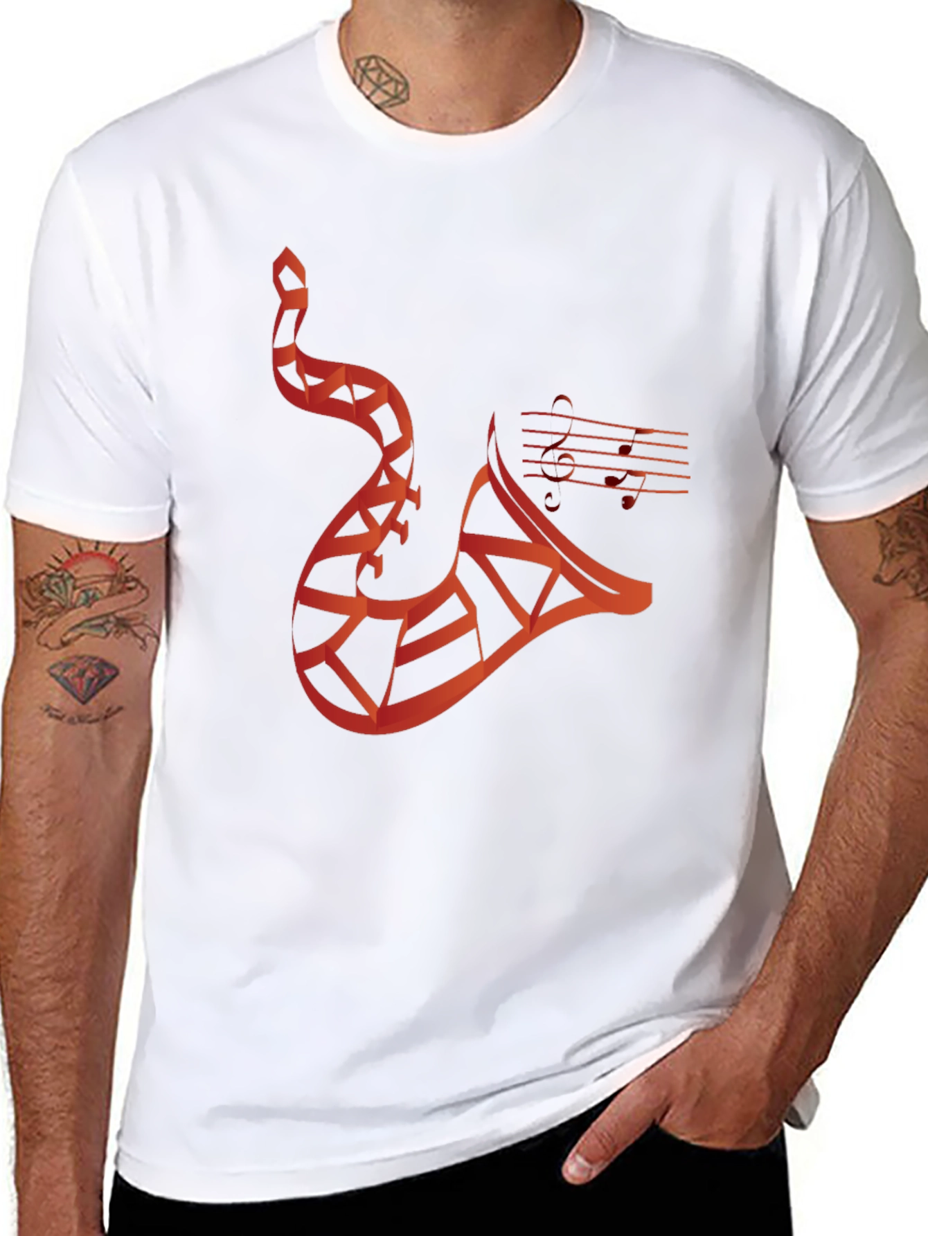 Abstract Saxophone Graphic Tee - Mens Black T-Shirt
