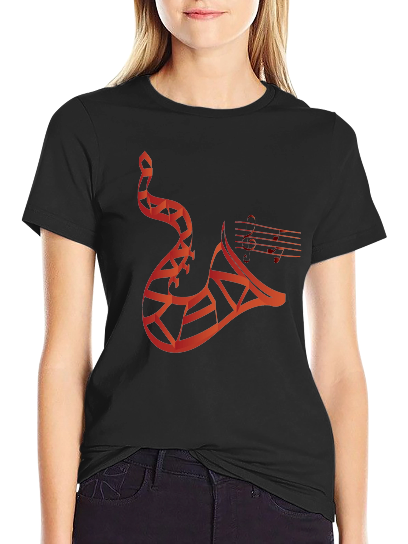 Abstract Saxophone Graphic Tee - Mens Black T-Shirt
