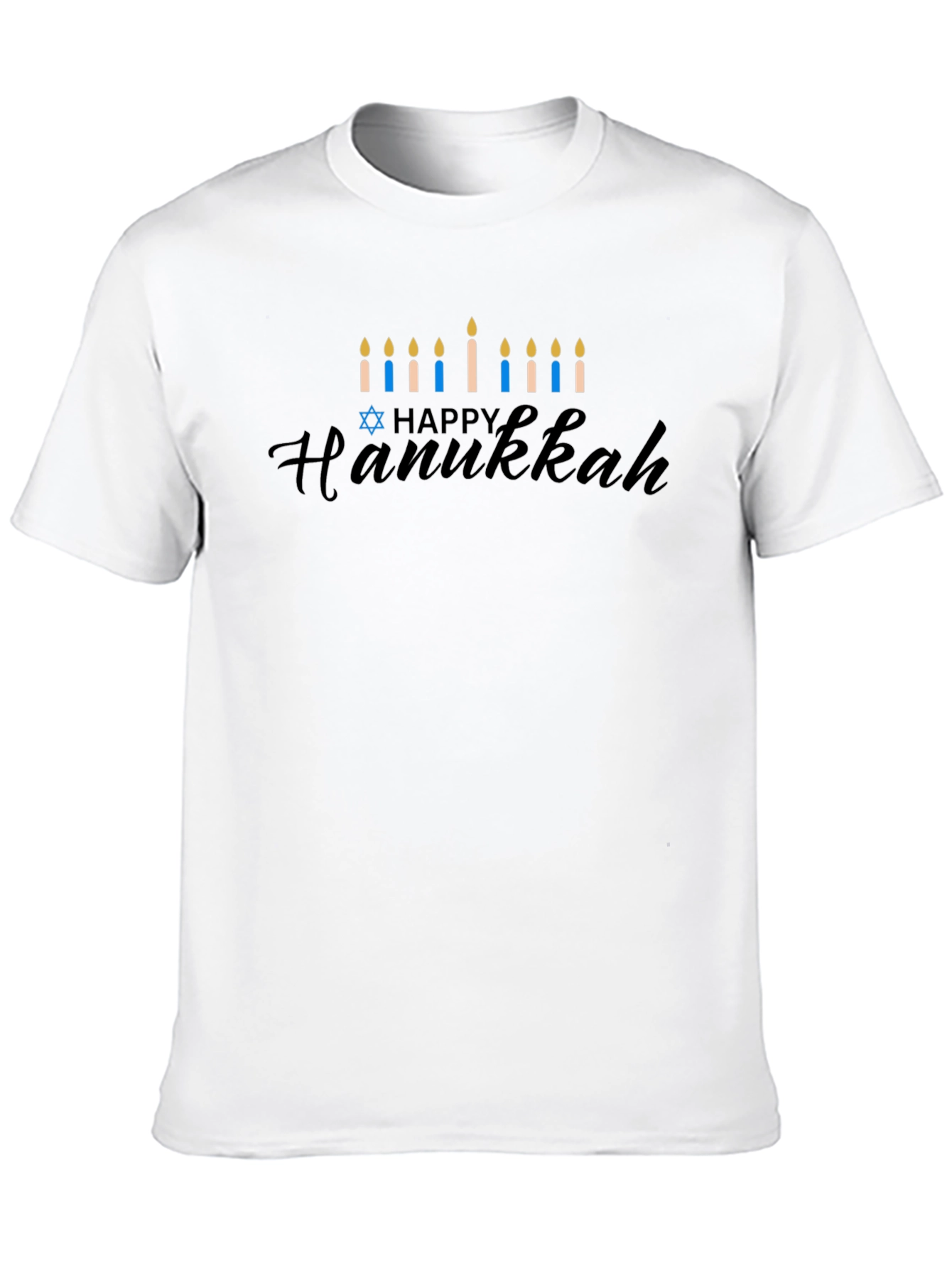Happy Hanukkah Menorah T-Shirt - Black