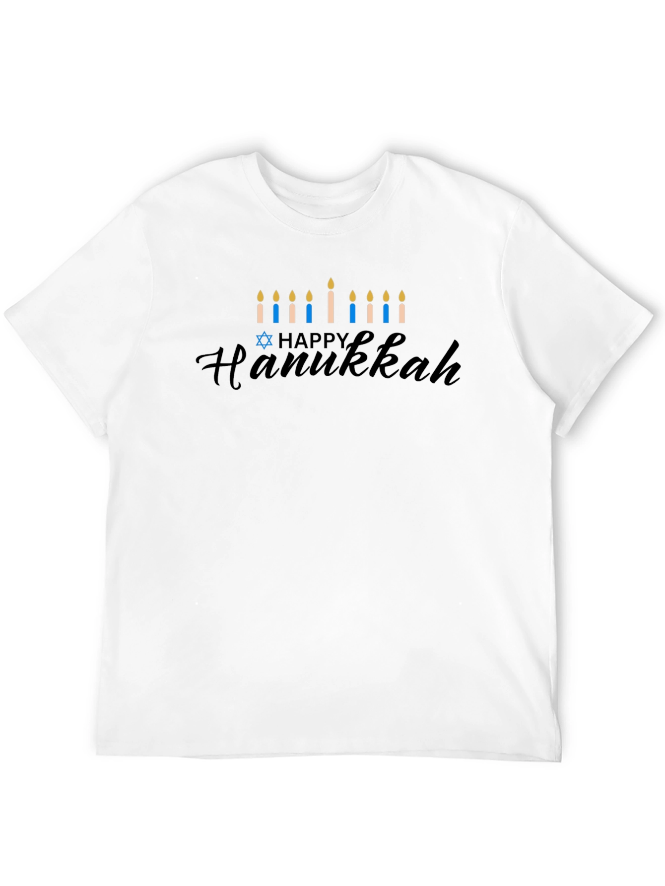 Happy Hanukkah Menorah T-Shirt - Black