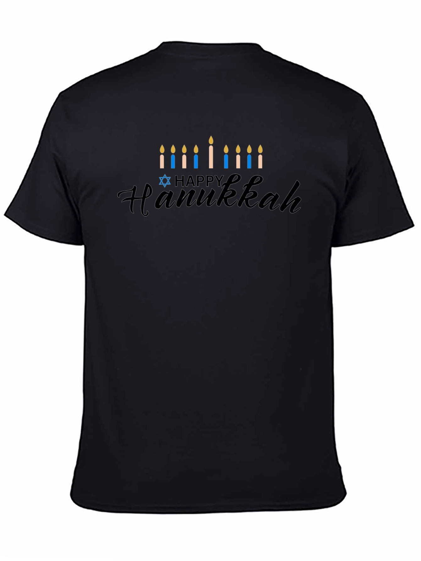 Happy Hanukkah Menorah T-Shirt - Black