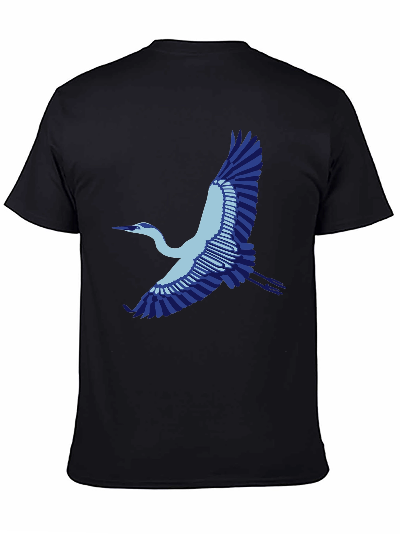 Black T-Shirt with Blue Heron Graphic