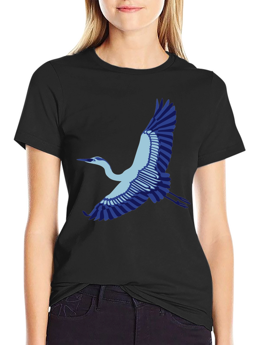 Black T-Shirt with Blue Heron Graphic