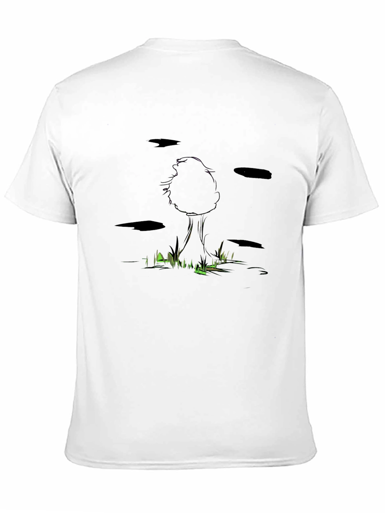 Mushroom Silhouette Graphic Tee - Black Cotton Blend