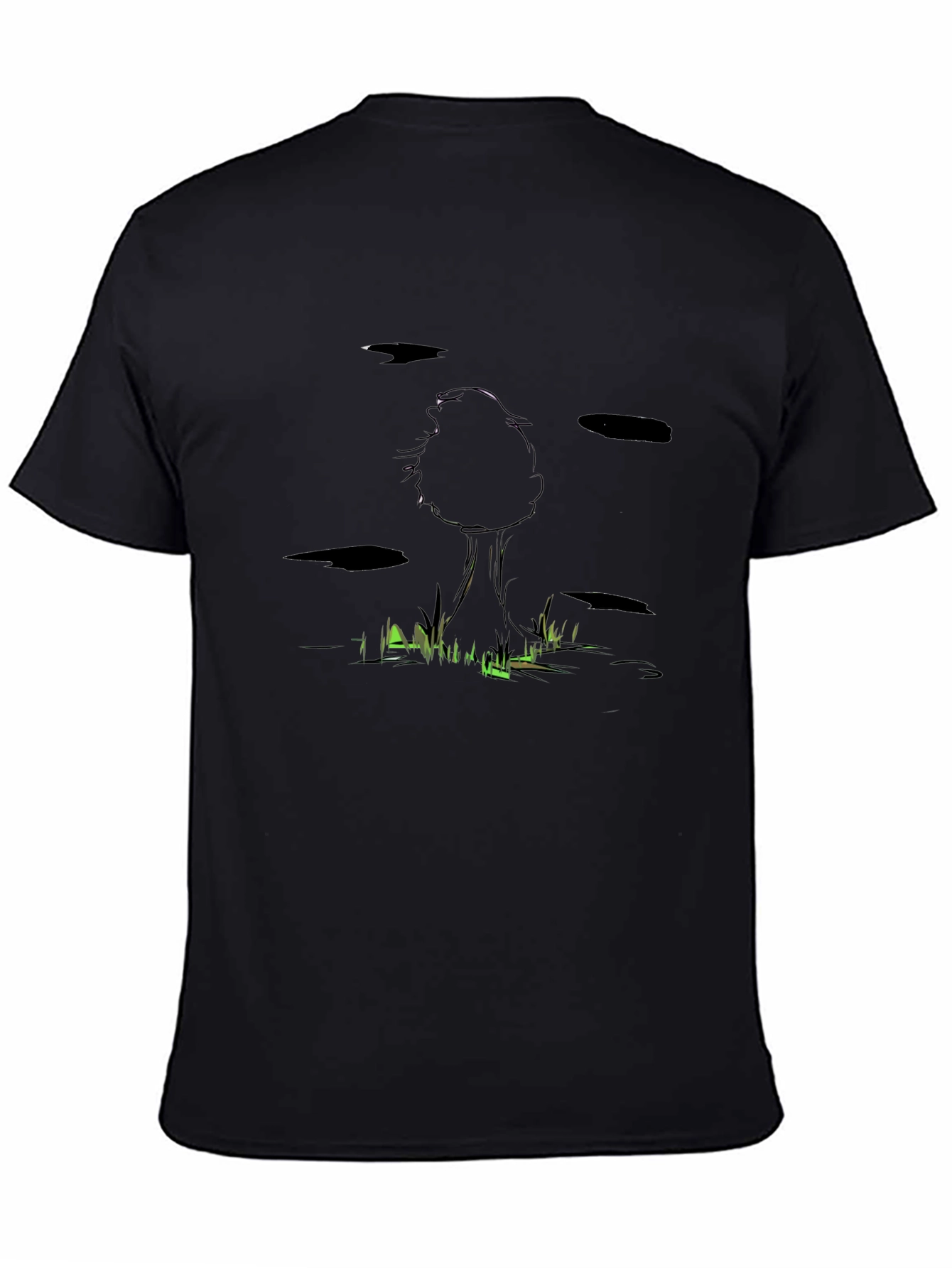 Mushroom Silhouette Graphic Tee - Black Cotton Blend