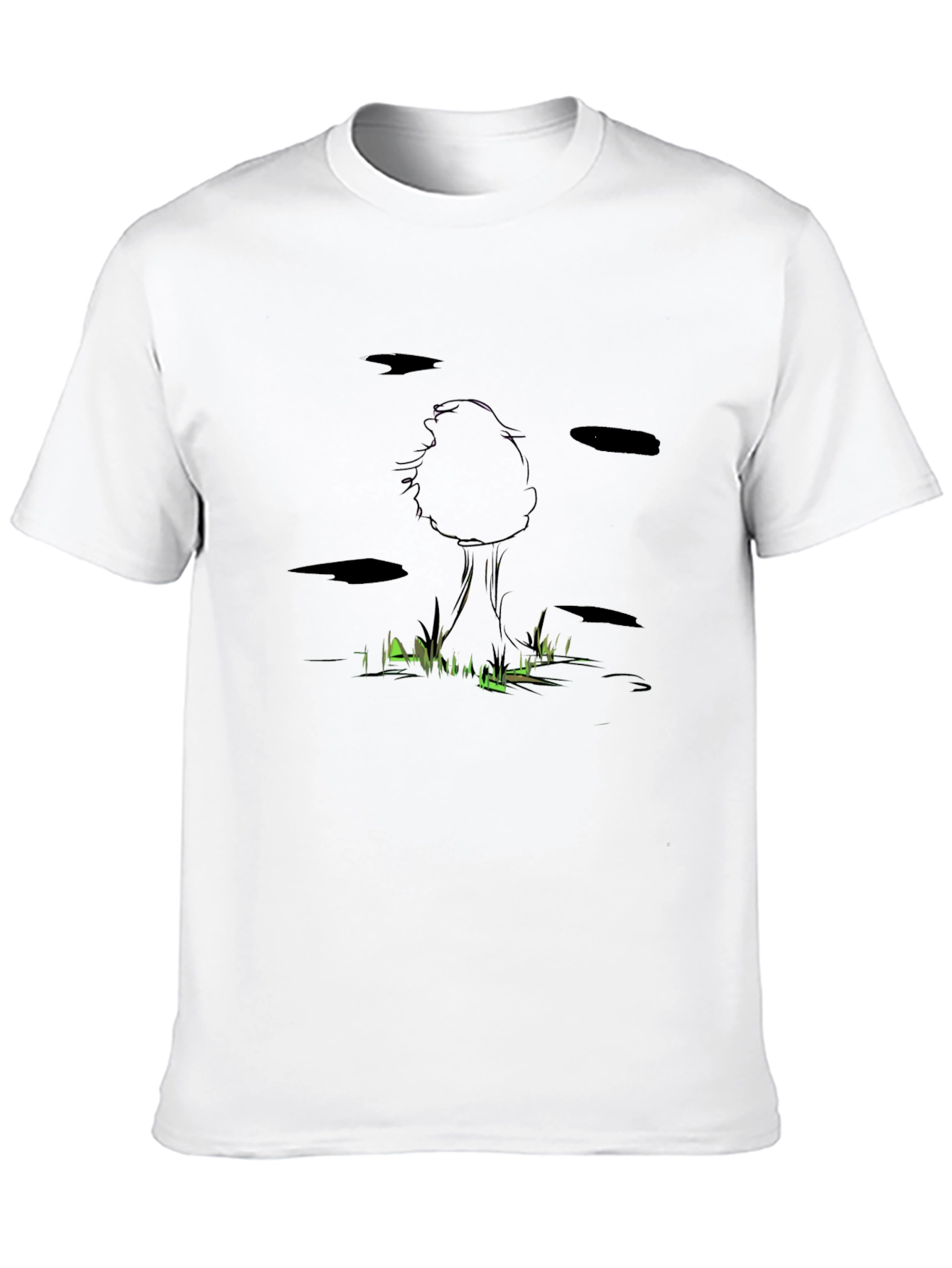 Mushroom Silhouette Graphic Tee - Black Cotton Blend