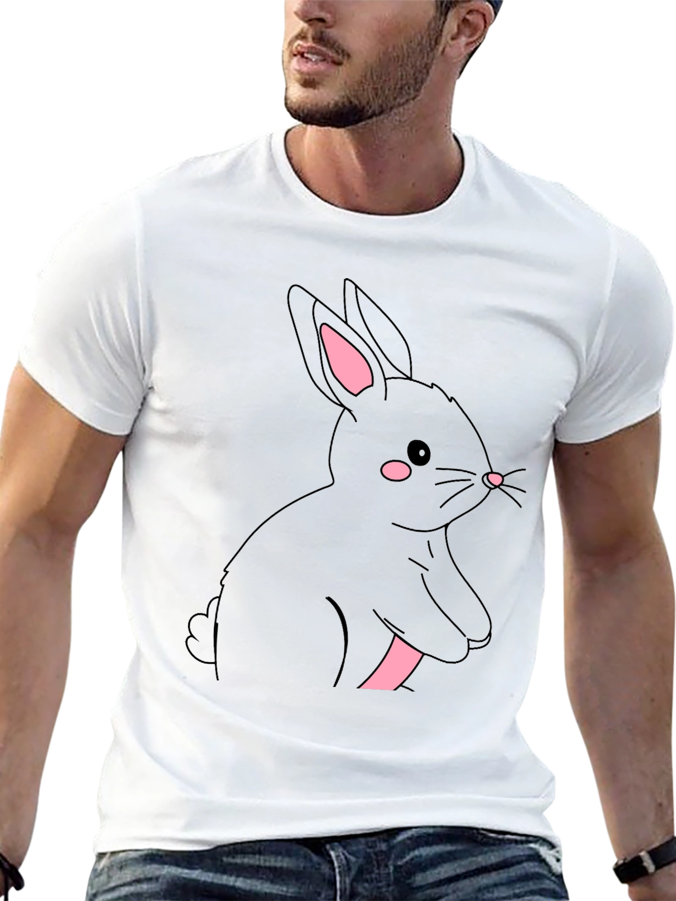 Black Rabbit Graphic Tee - Cute & Stylish