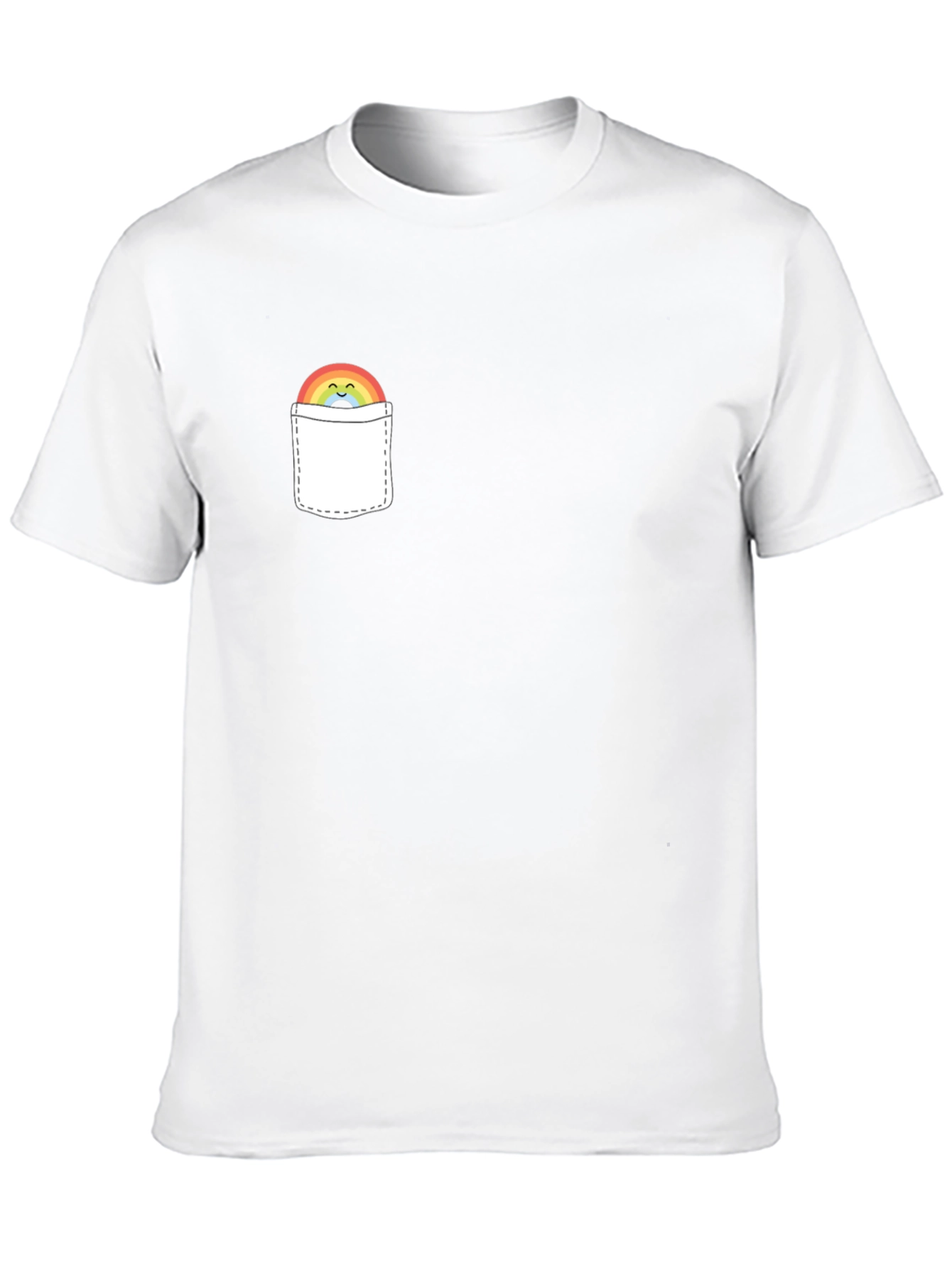 Rainbow Pocket Graphic Tee - Trendy Casual Style