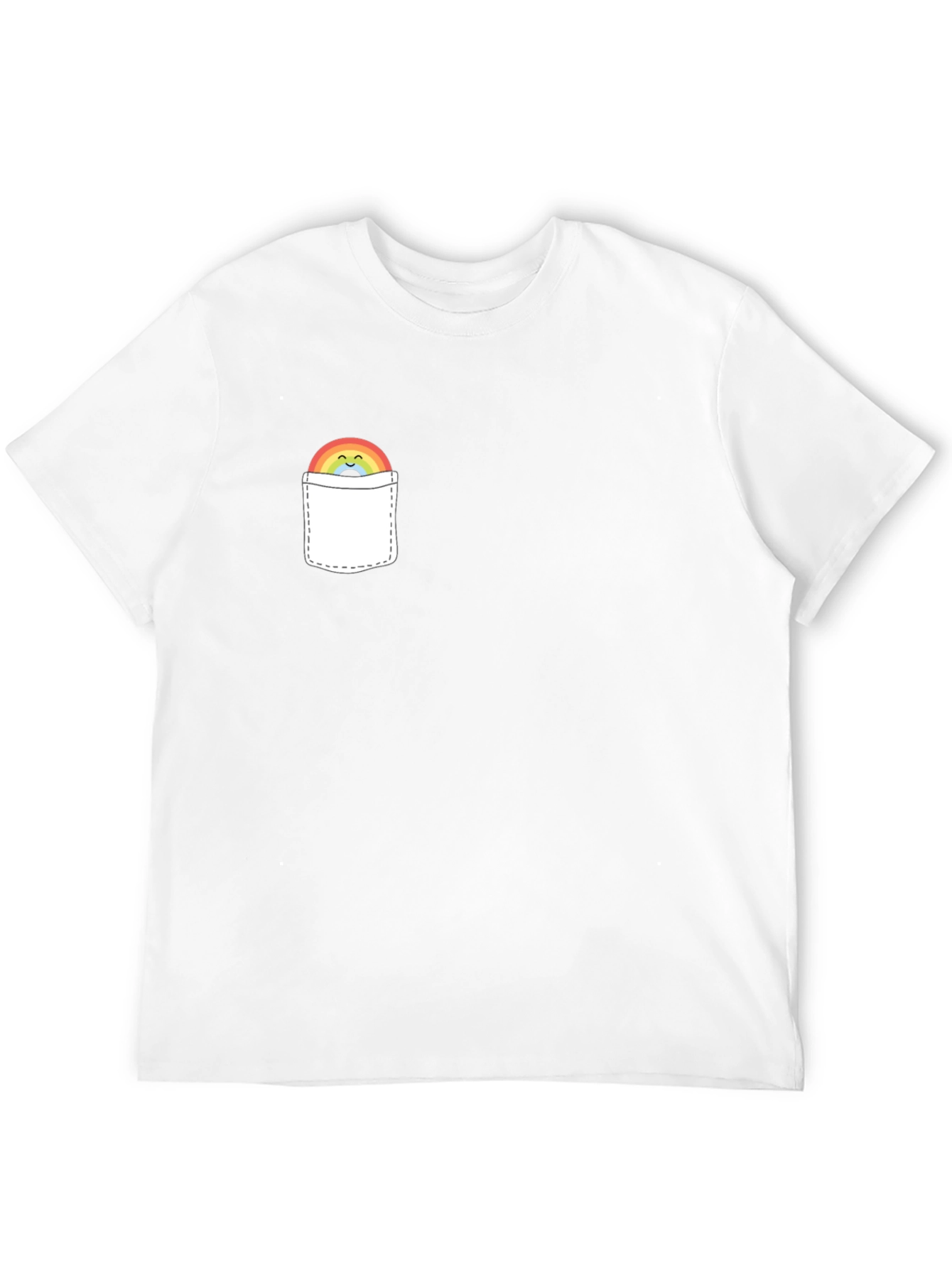 Rainbow Pocket Graphic Tee - Trendy Casual Style